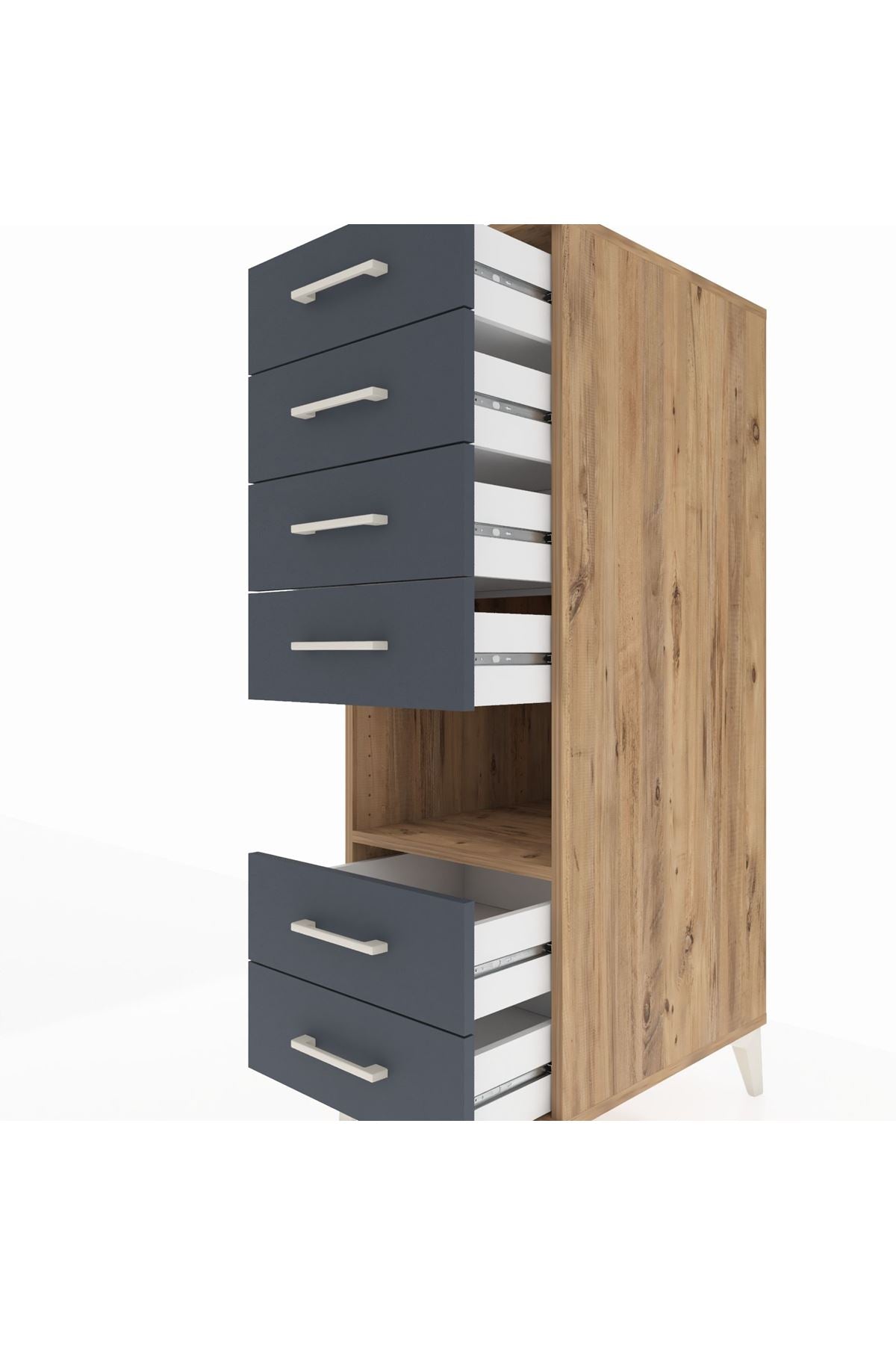 Kronos Dolap Tek Raflı 6 Çekmeceli 44x59x134 - S82M131V8C