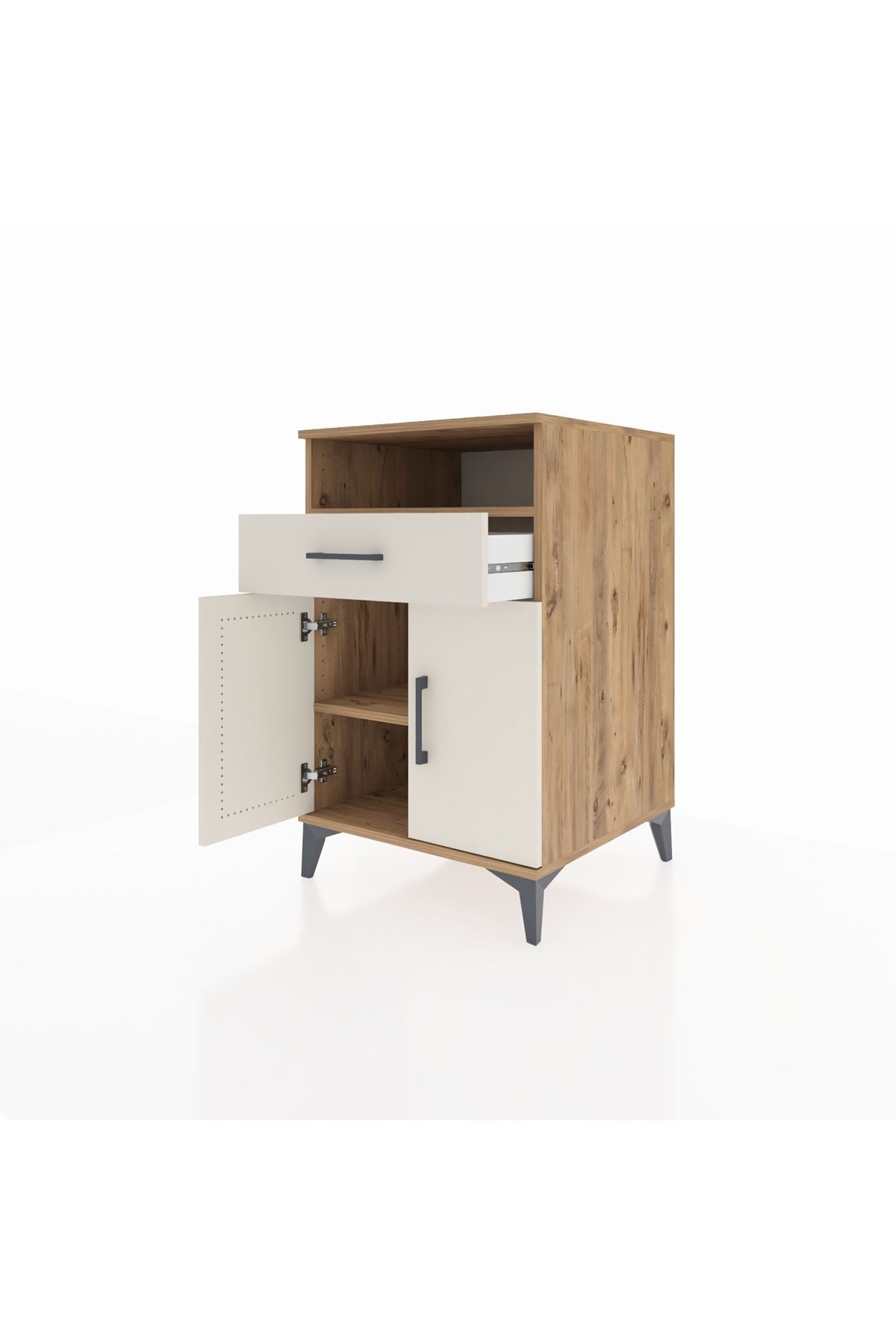 Kronos Komodin 2 Raflı Tek Çekmeceli 2 Kapaklı 60x59x96 - S80M035V7C