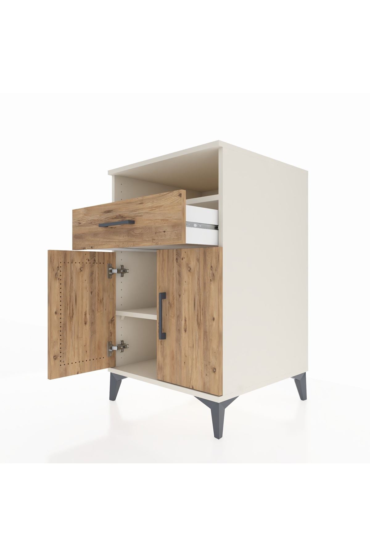 Kronos Komodin 2 Raflı Tek Çekmeceli 2 Kapaklı 60x59x96 - S80M035V3C
