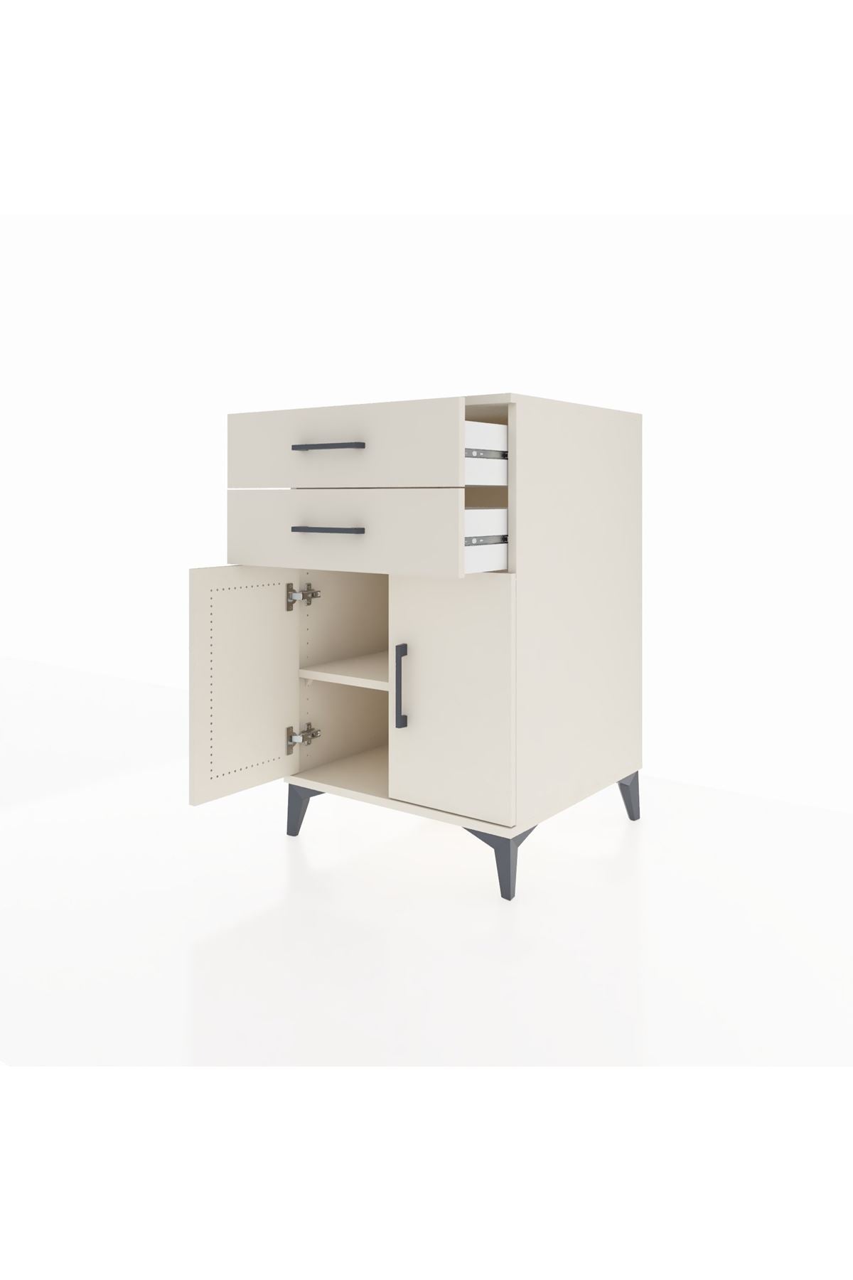 Kronos Komodin Tek Raflı 2 Çekmeceli 2 Kapaklı 60x59x96 - S80M034V1C