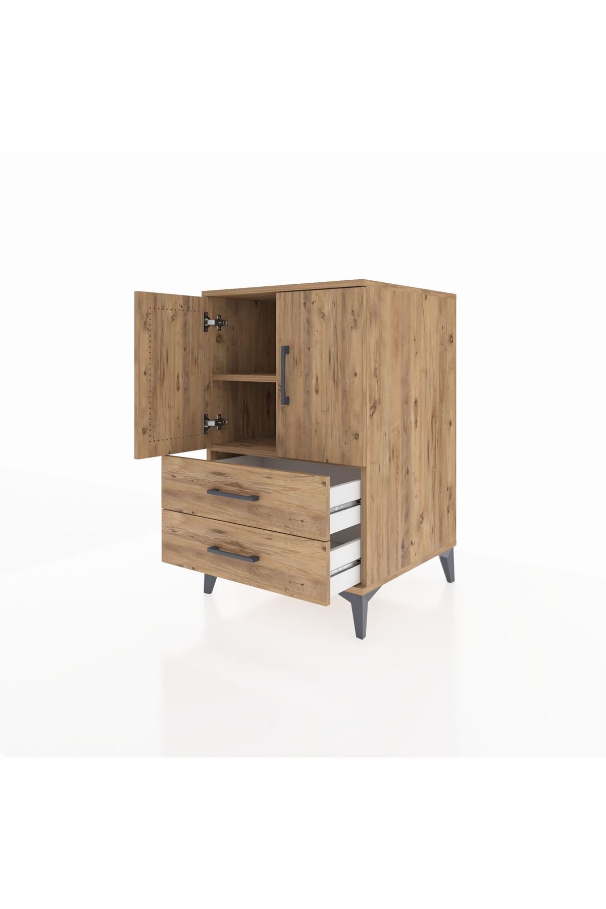 Kronos Komodin 2 Raflı 2 Çekmeceli 2 Kapaklı 60x59x96 - S80M032V9C