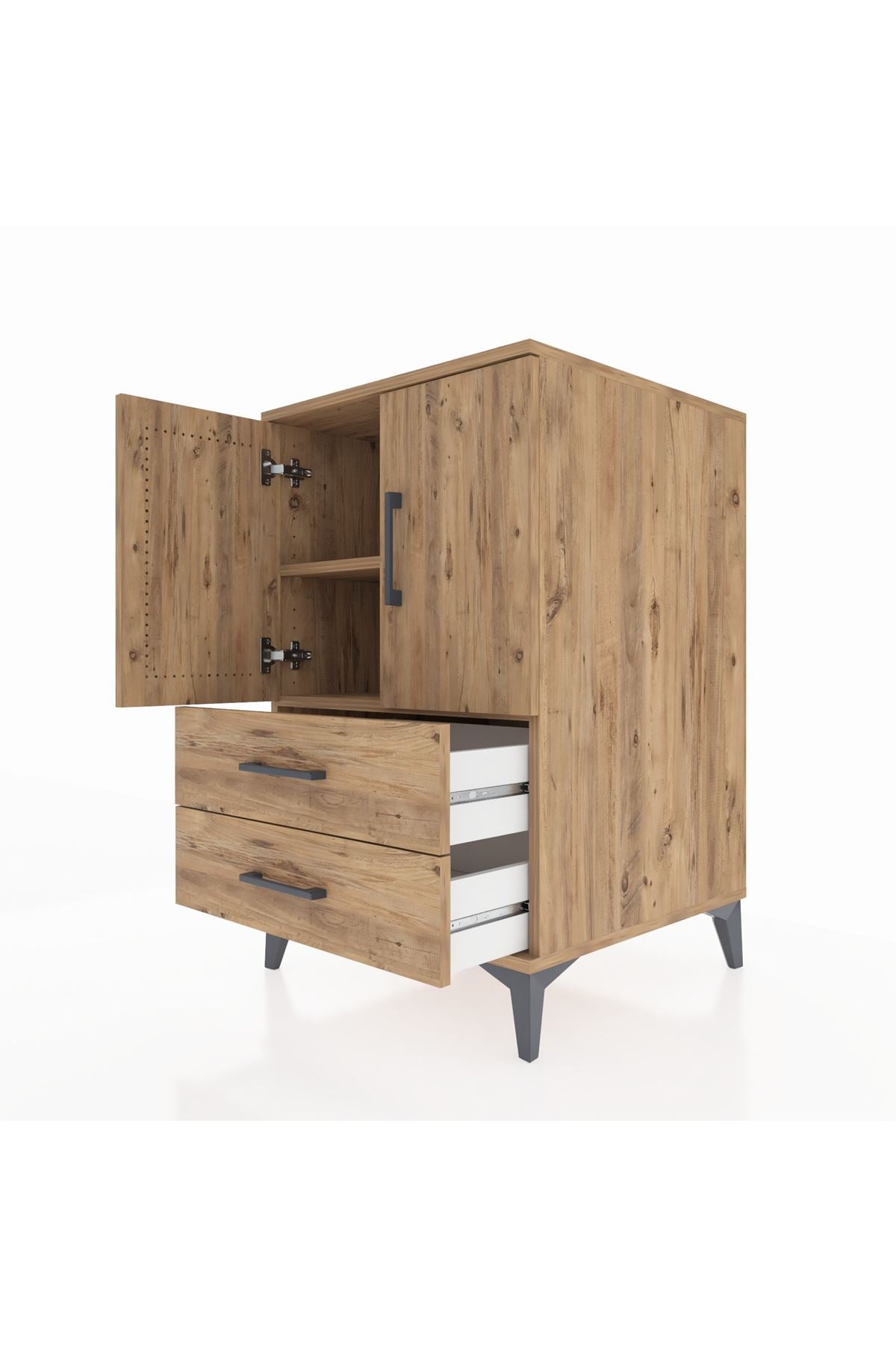 Kronos Komodin 2 Raflı 2 Çekmeceli 2 Kapaklı 60x59x96 - S80M032V9C