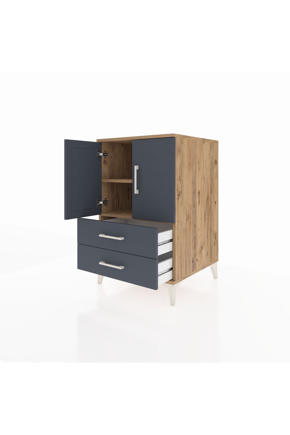 Kronos Komodin 2 Raflı 2 Çekmeceli 2 Kapaklı 60x59x96 - S80M032V8C