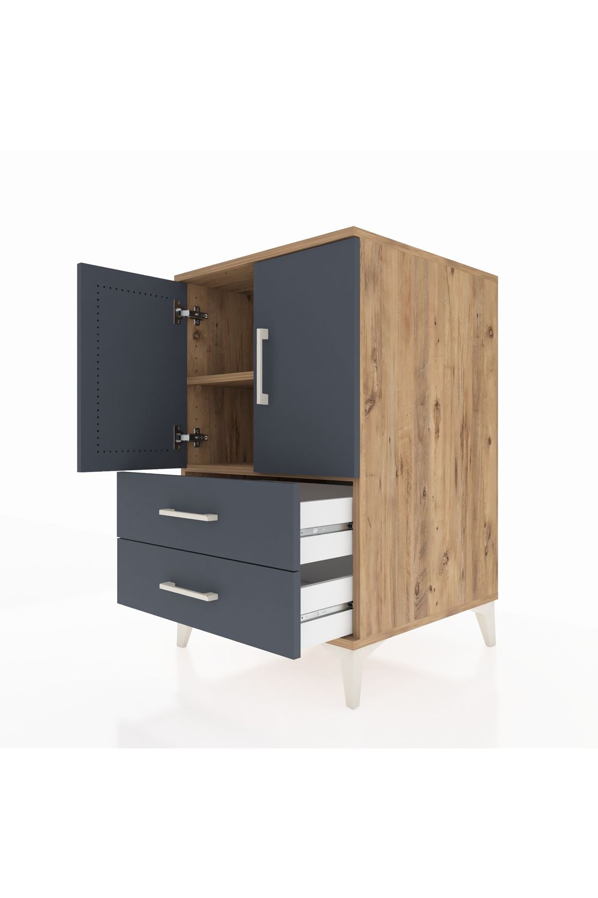 Kronos Komodin 2 Raflı 2 Çekmeceli 2 Kapaklı 60x59x96 - S80M032V8C