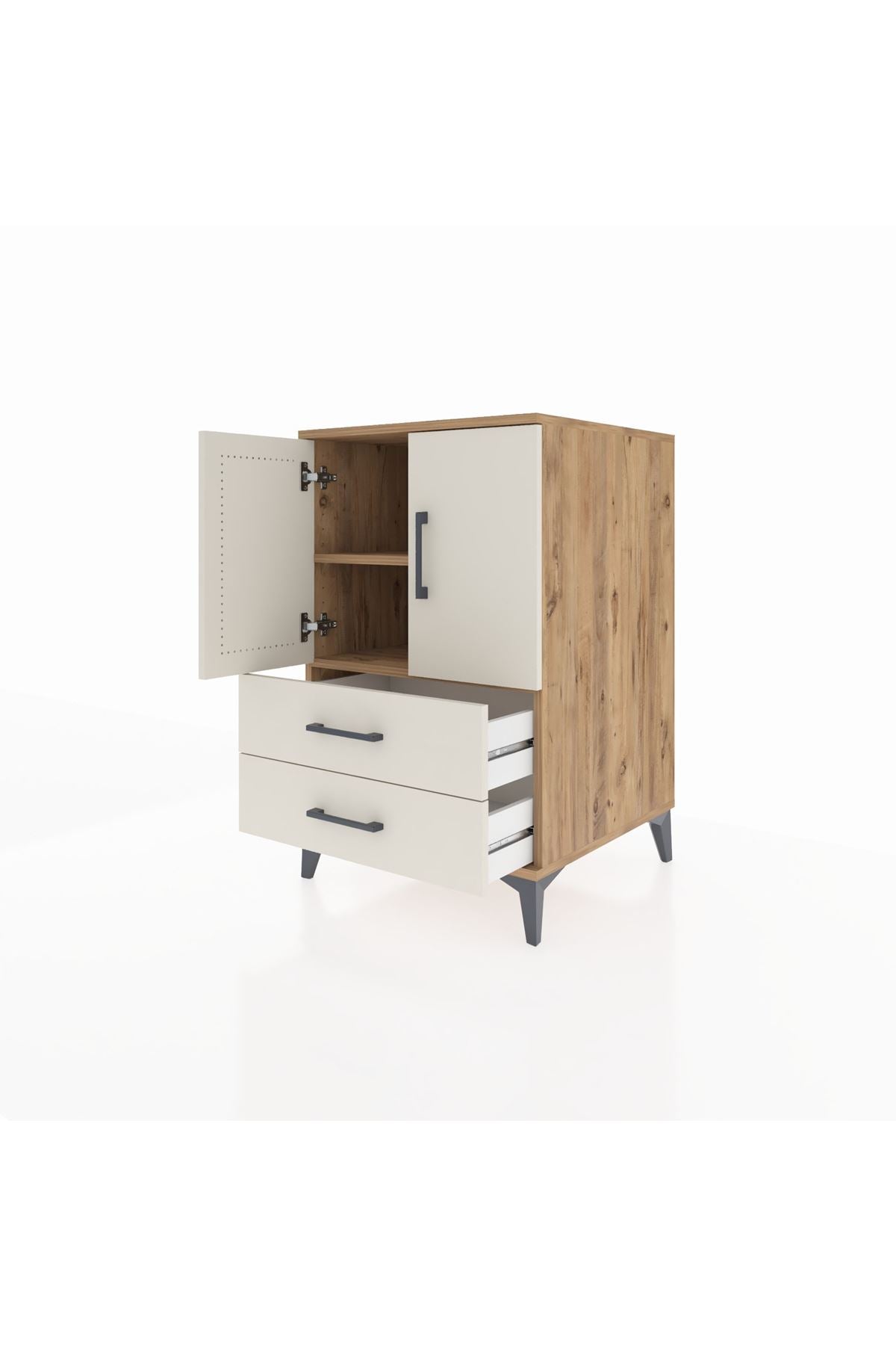 Kronos Komodin 2 Raflı 2 Çekmeceli 2 Kapaklı 60x59x96 - S80M032V7C