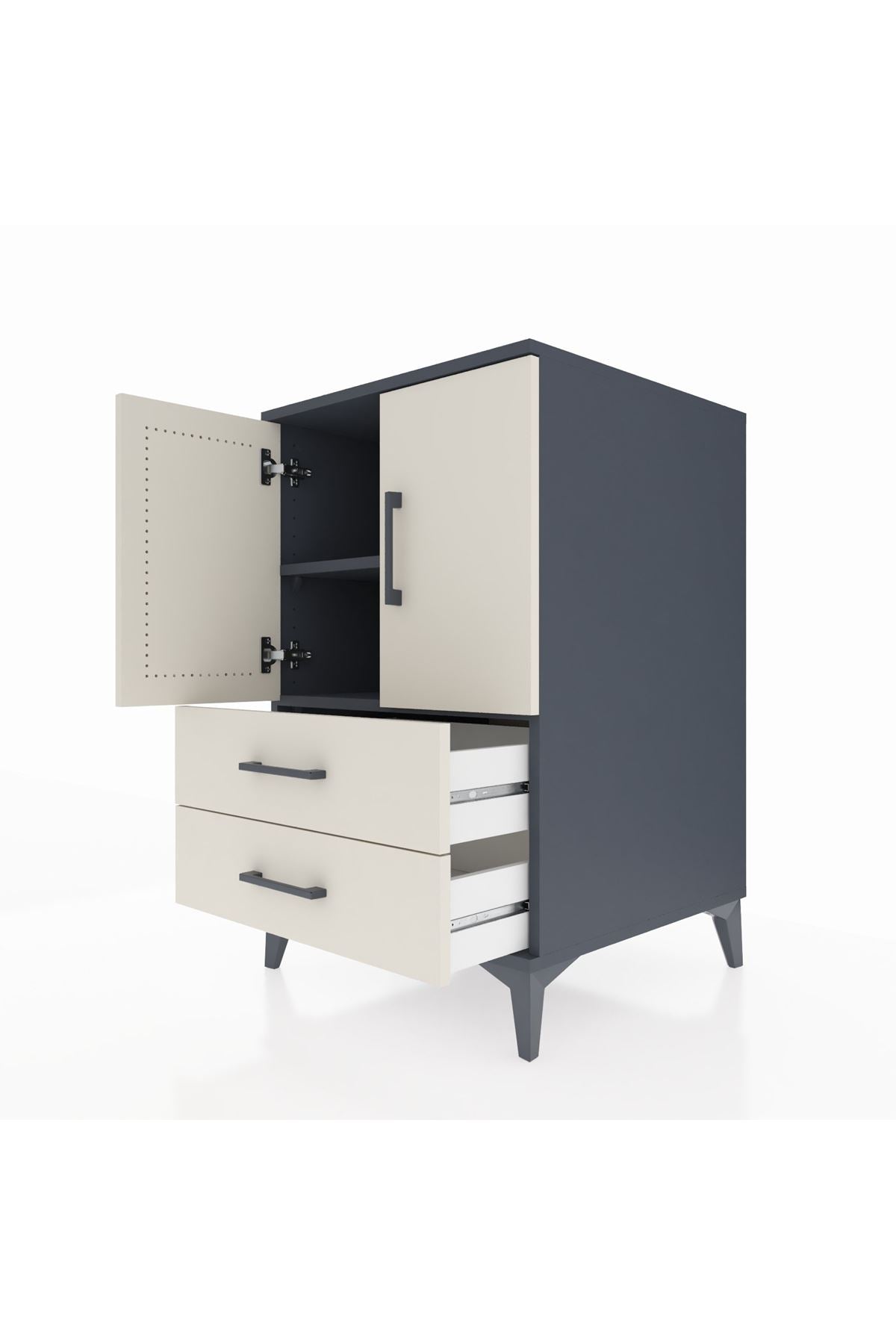Kronos Komodin 2 Raflı 2 Çekmeceli 2 Kapaklı 60x59x96 - S80M032V4C
