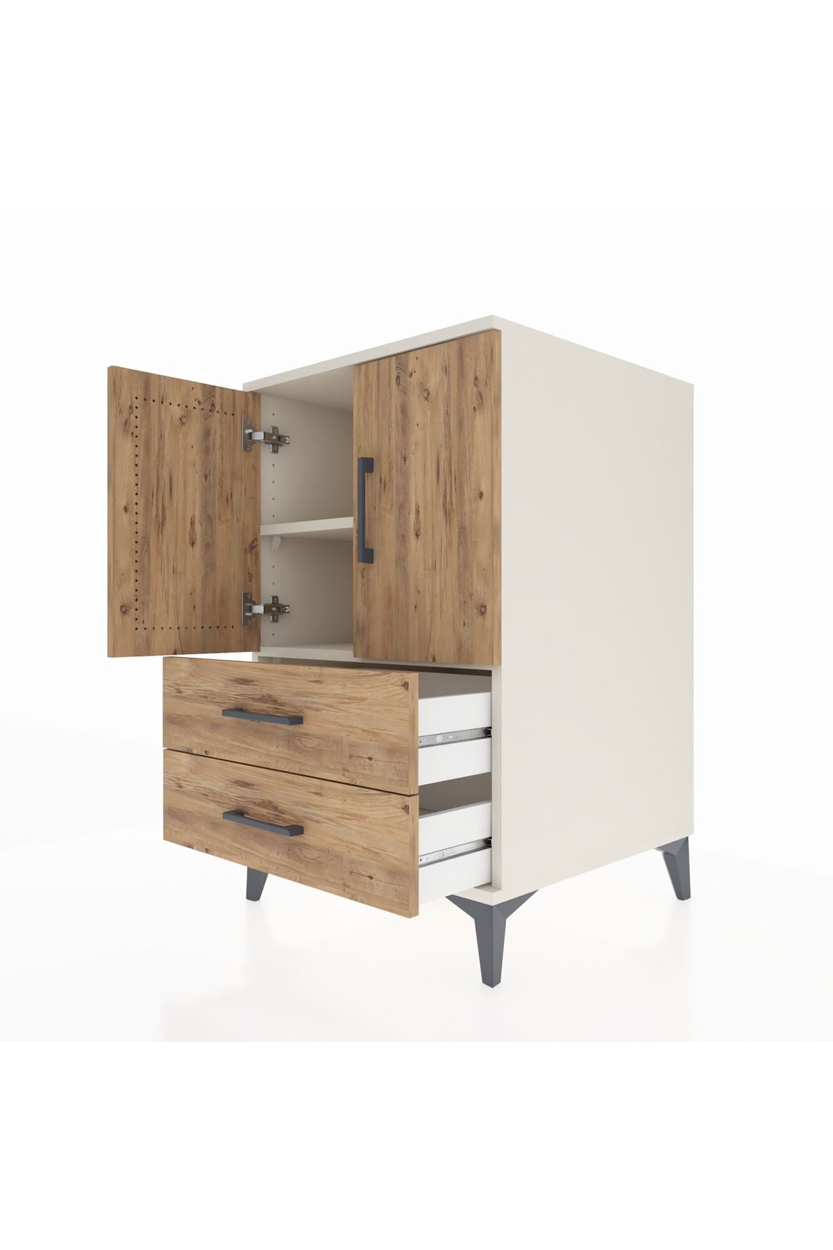 Kronos Komodin 2 Raflı 2 Çekmeceli 2 Kapaklı 60x59x96 - S80M032V3C