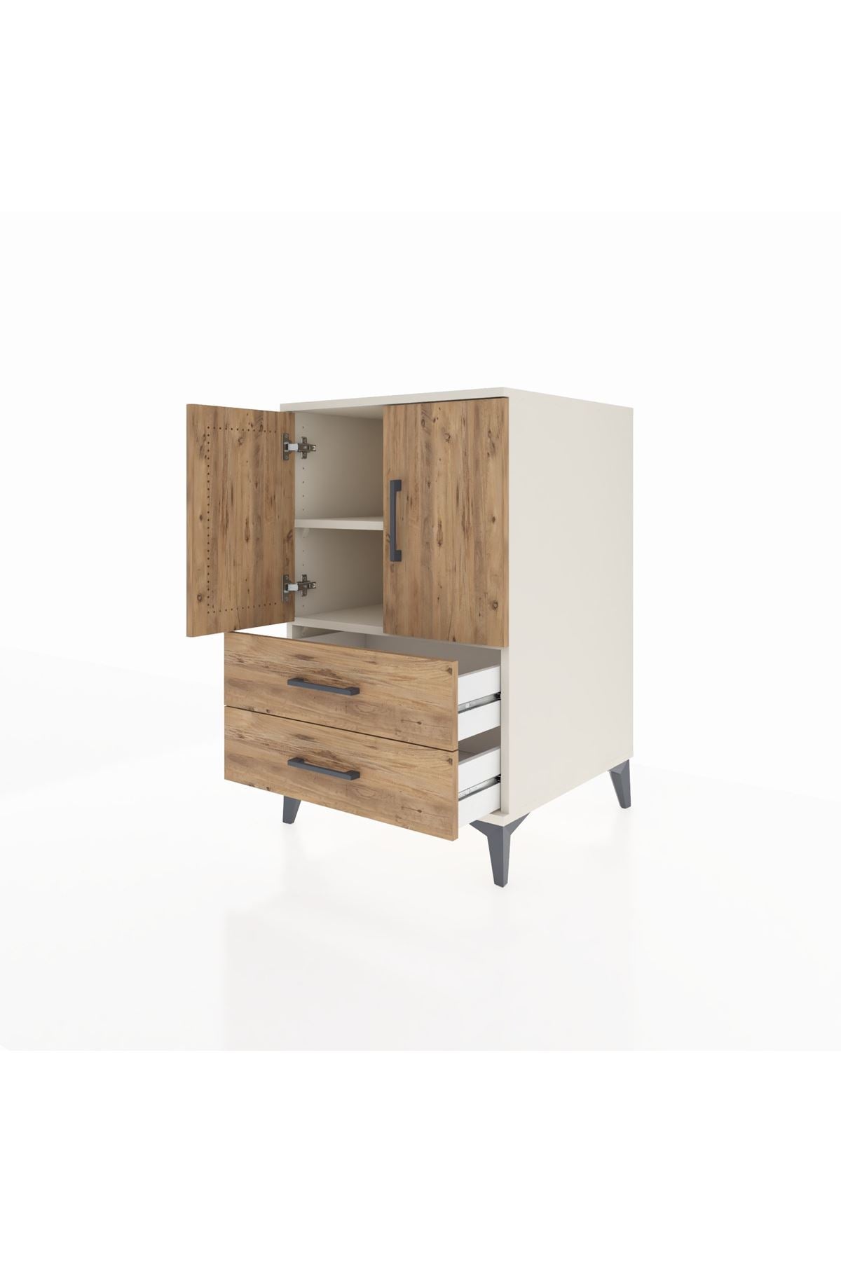 Kronos Komodin 2 Raflı 2 Çekmeceli 2 Kapaklı 60x59x96 - S80M032V3C