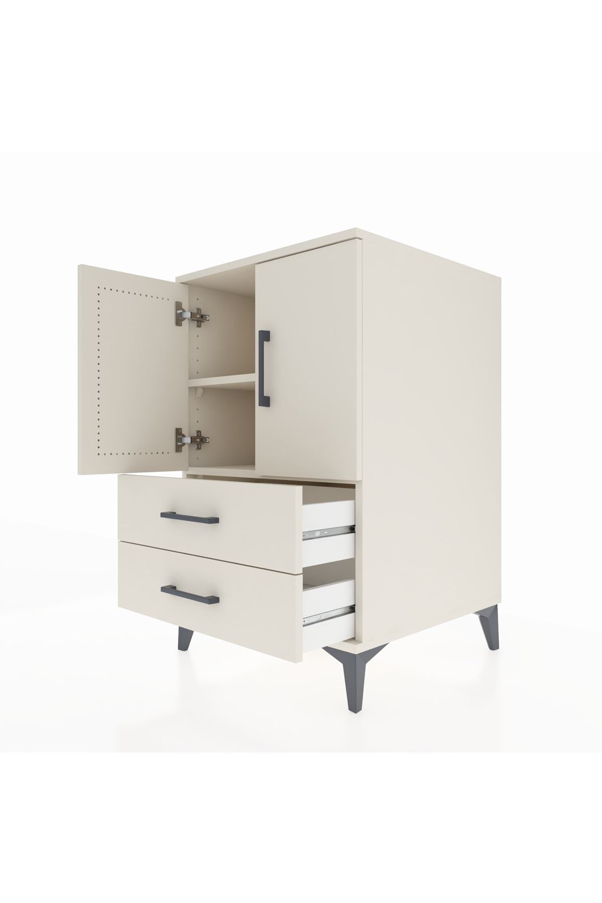 Kronos Komodin 2 Raflı 2 Çekmeceli 2 Kapaklı 60x59x96 - S80M032V1C