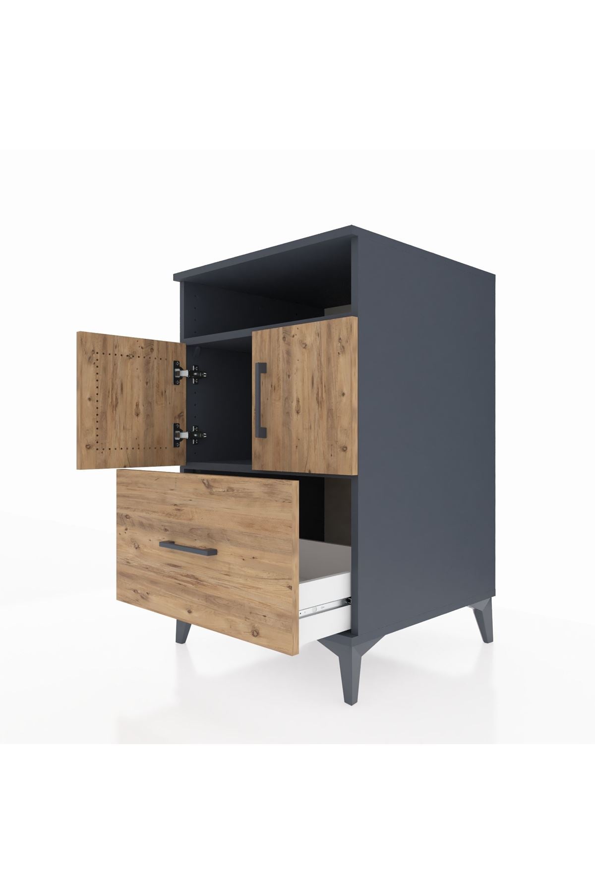 Kronos Komodin 2 Raflı Tek Çekmeceli 2 Kapaklı 60x59x96 - S80M031V6C