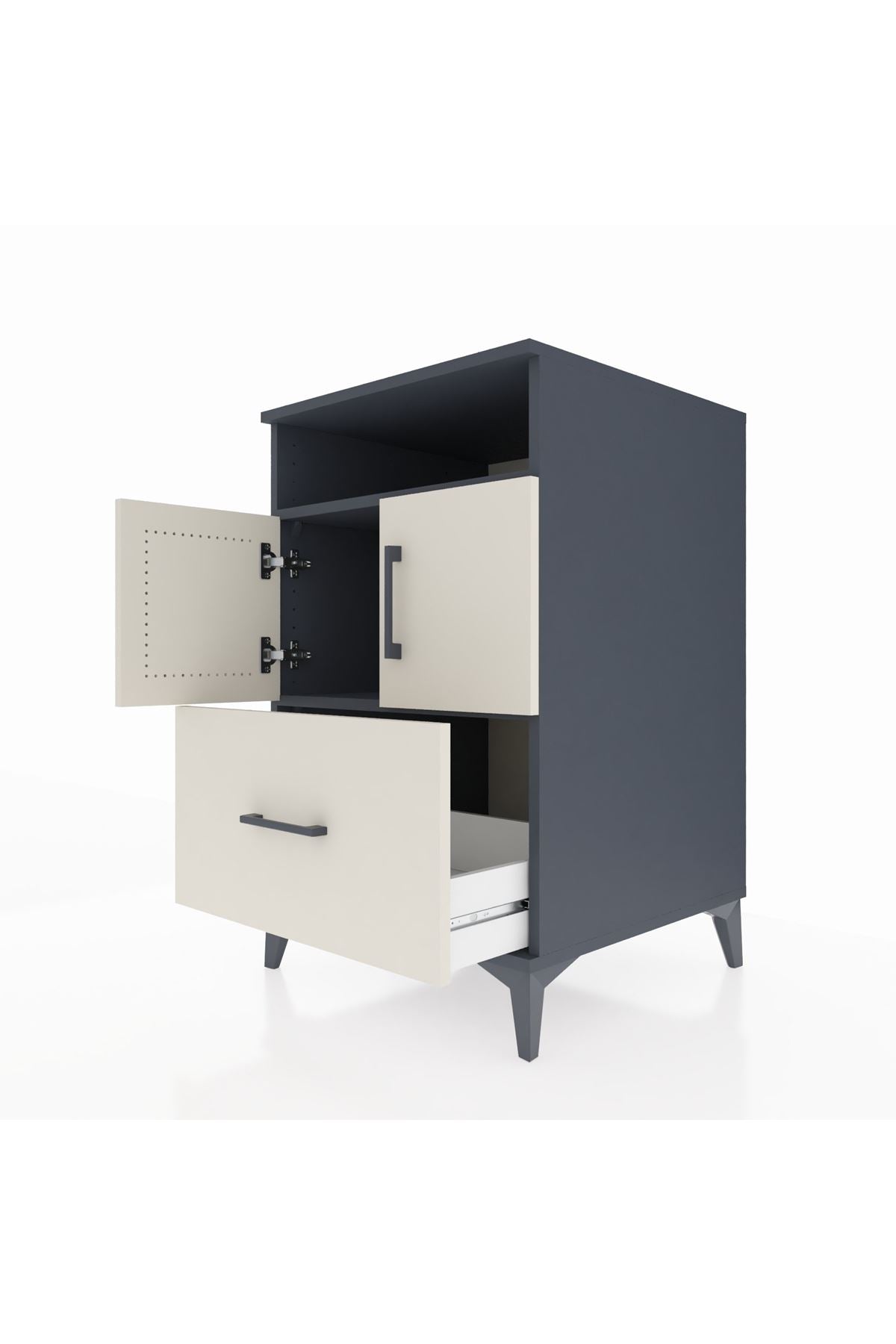 Kronos Komodin 2 Raflı Tek Çekmeceli 2 Kapaklı 60x59x96 - S80M031V4C