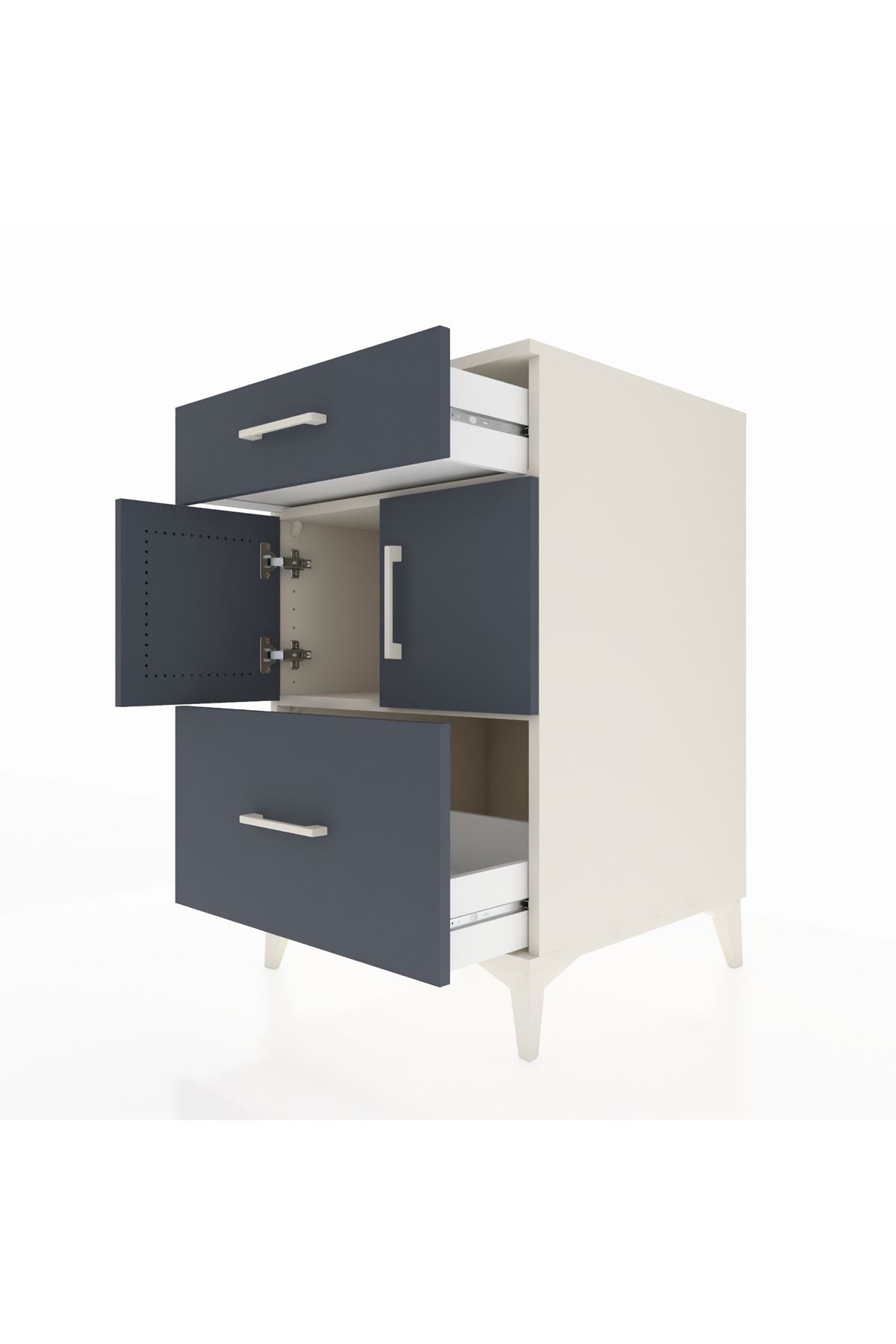 Kronos Komodin Tek Raflı 2 Çekmeceli 2 Kapaklı 60x59x96 - S80M030V2C