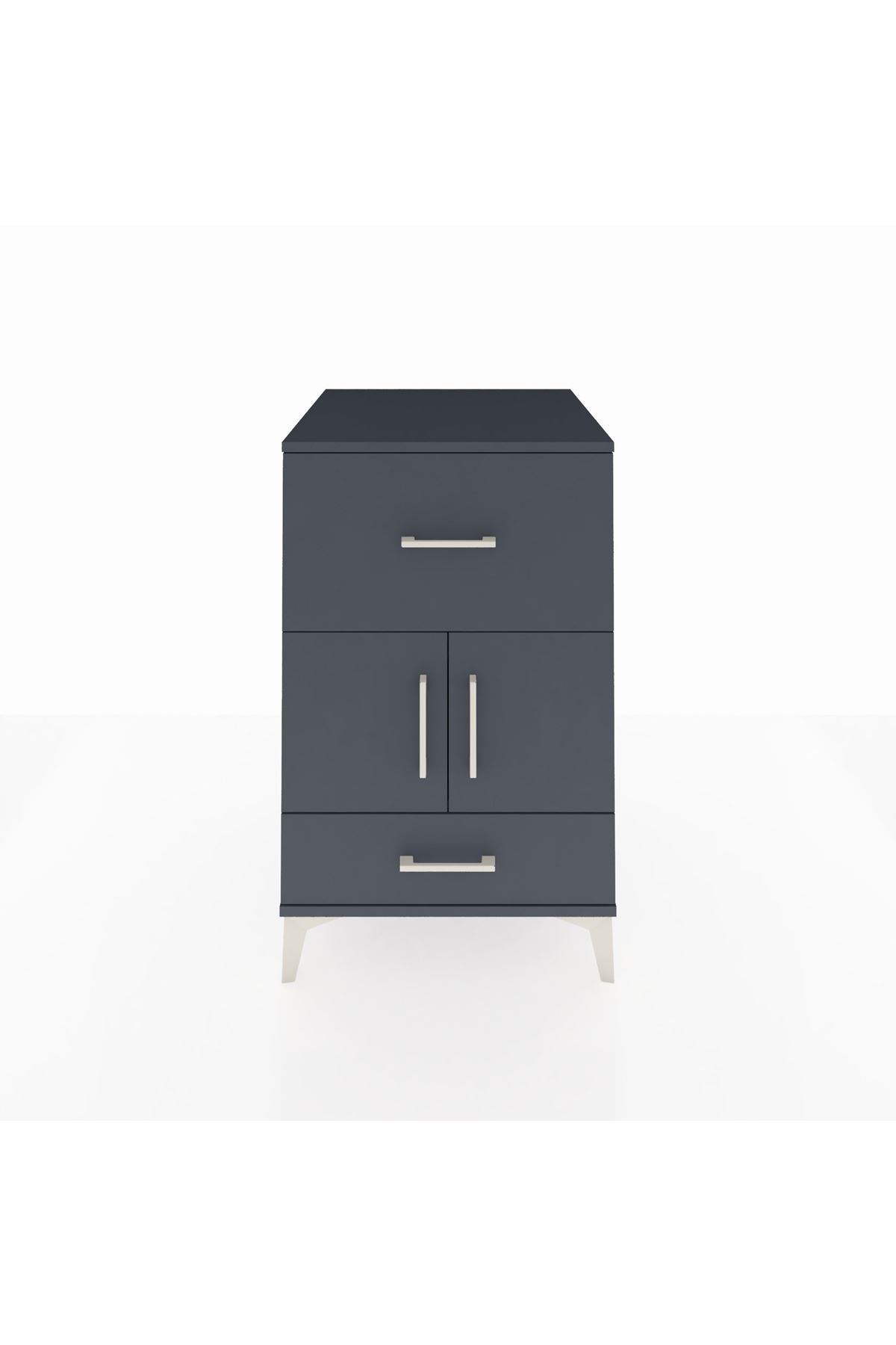 Kronos Komodin Tek Raflı 2 Çekmeceli 2 Kapaklı 60x59x96 - S80M029V5C