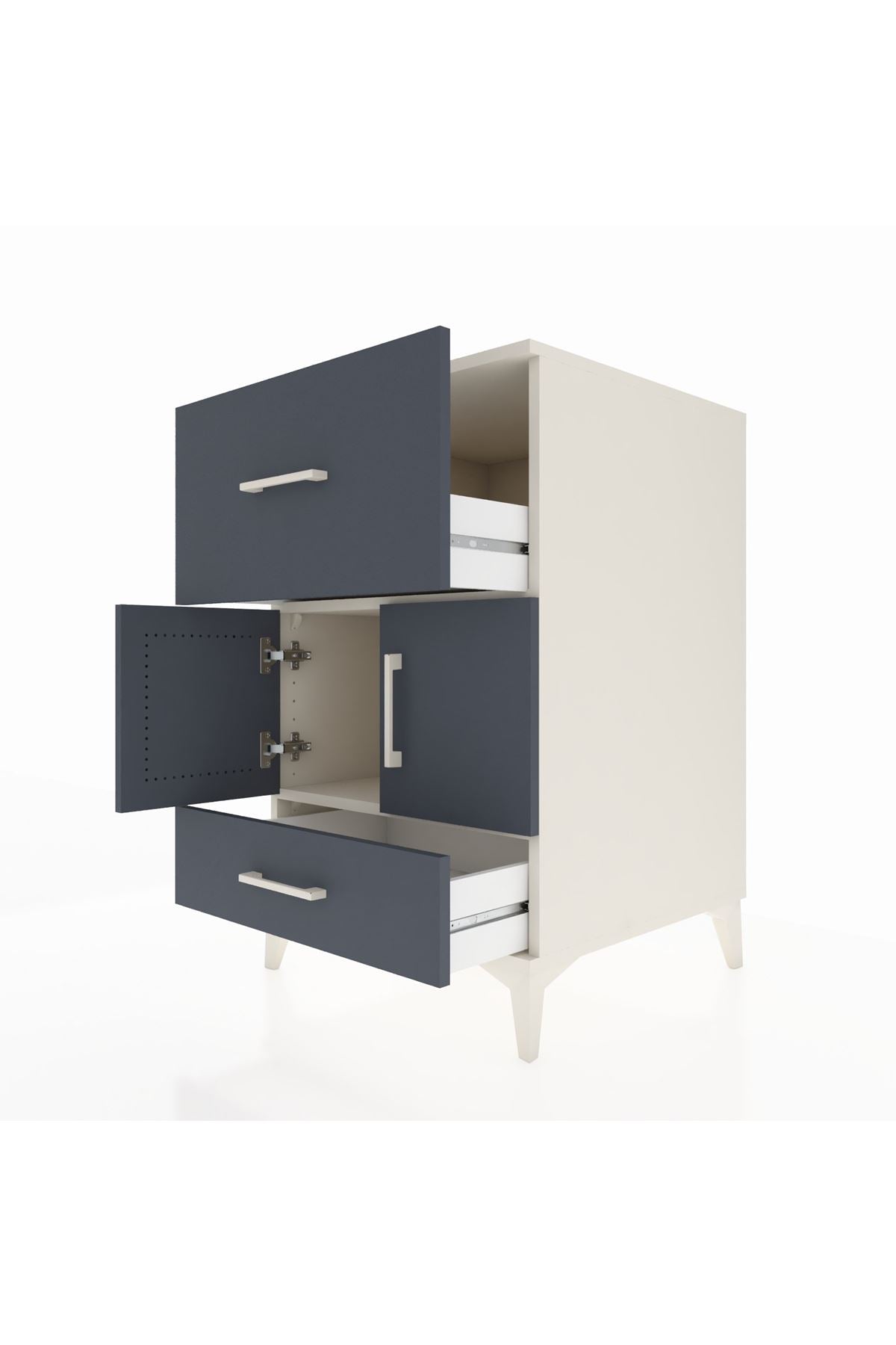 Kronos Komodin Tek Raflı 2 Çekmeceli 2 Kapaklı 60x59x96 - S80M029V2C
