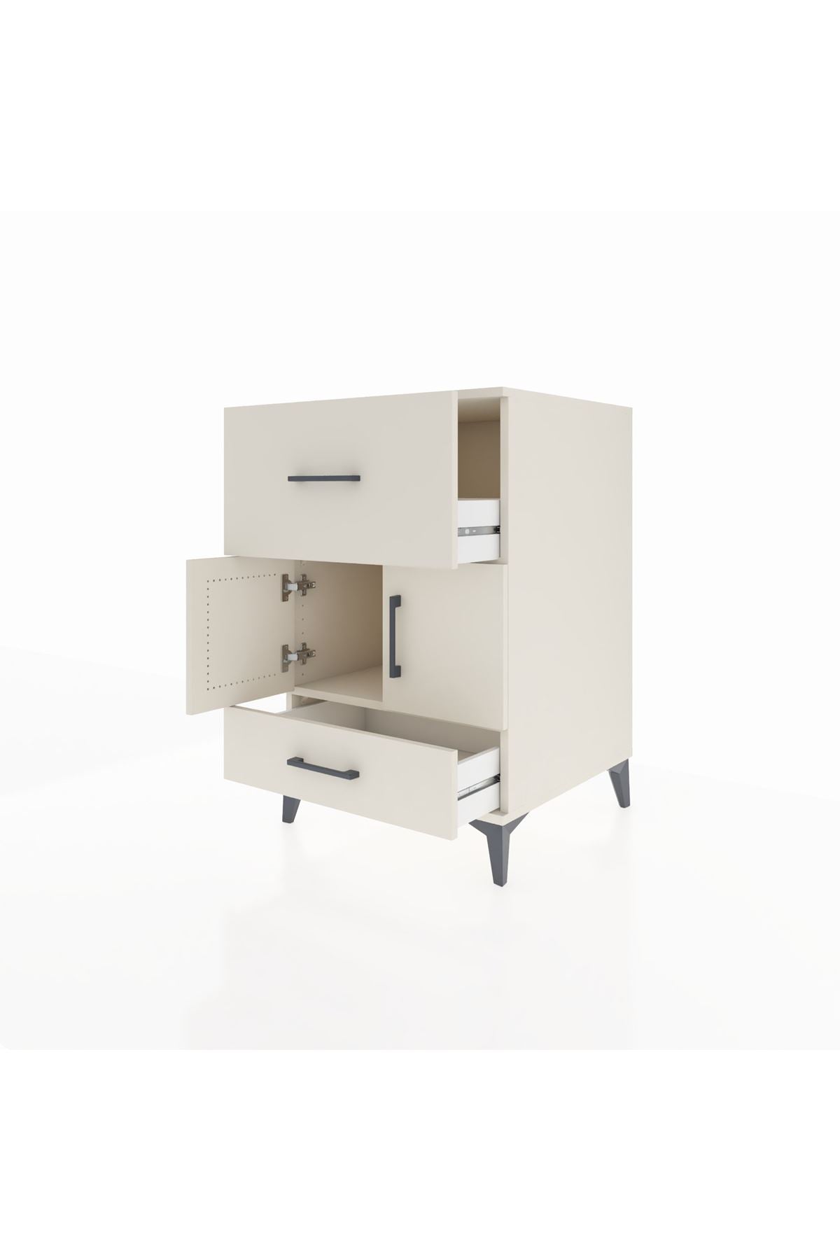 Kronos Komodin Tek Raflı 2 Çekmeceli 2 Kapaklı 60x59x96 - S80M029V1C
