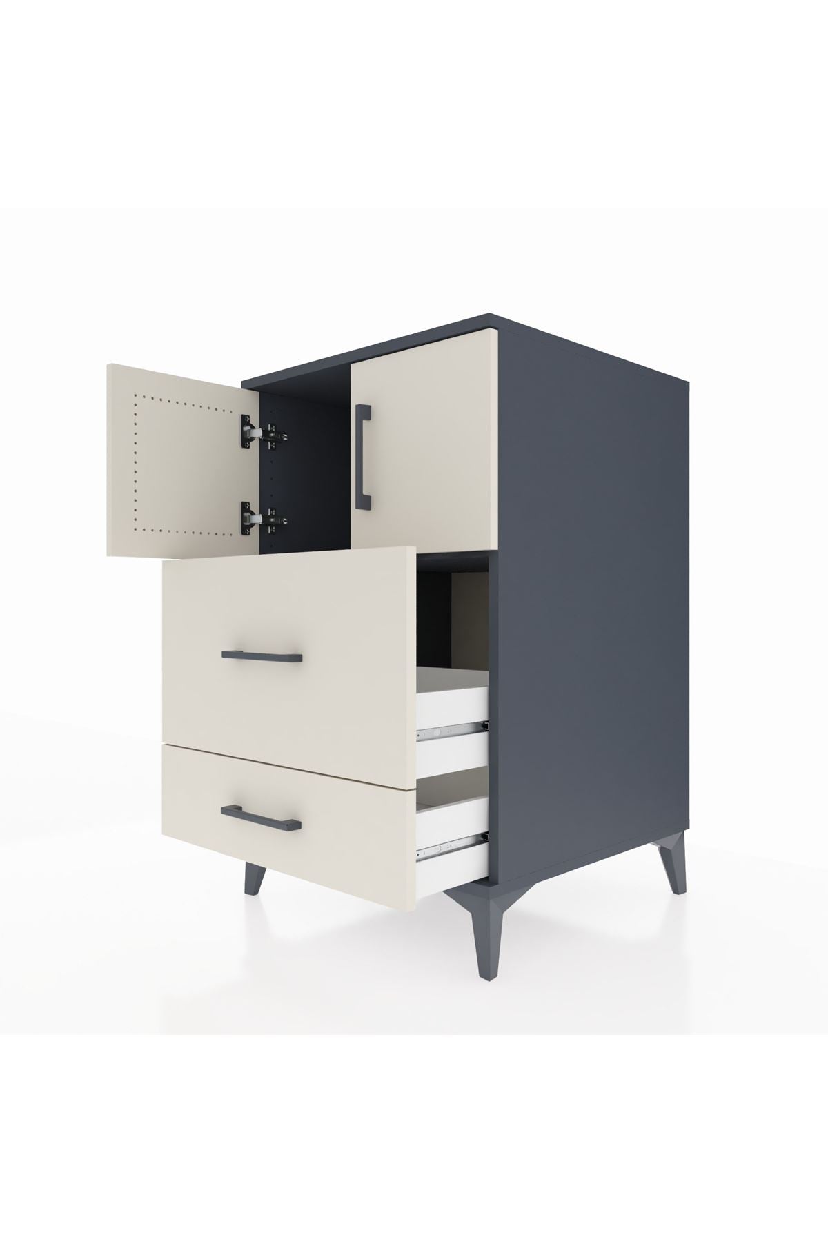 Kronos Komodin Tek Raflı 2 Çekmeceli 2 Kapaklı 60x59x96 - S80M028V4C