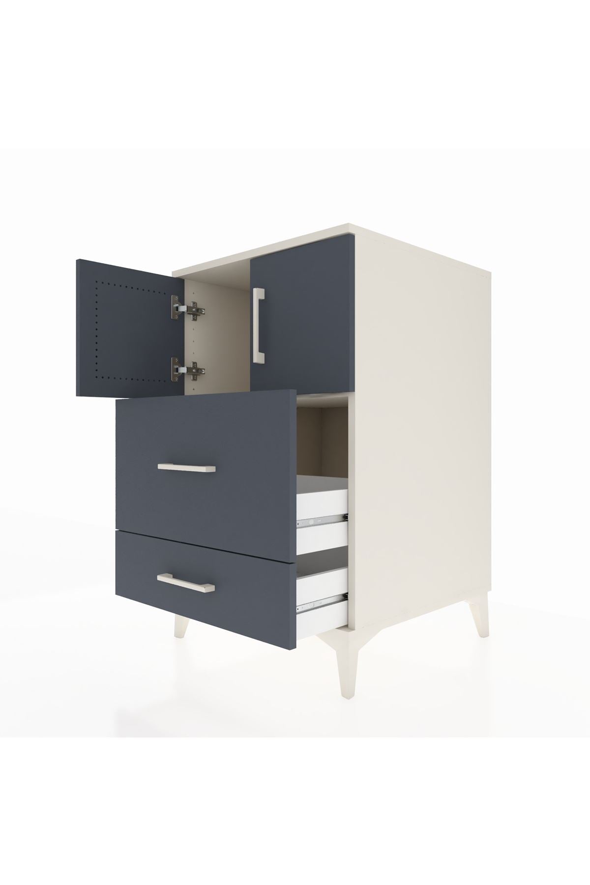 Kronos Komodin Tek Raflı 2 Çekmeceli 2 Kapaklı 60x59x96 - S80M028V2C
