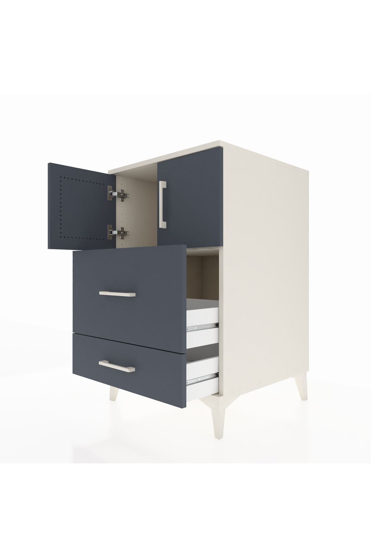 Kronos Komodin Tek Raflı 2 Çekmeceli 2 Kapaklı 60x59x96 - S80M027V2C