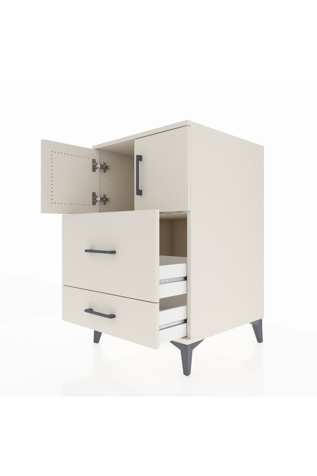 Kronos Komodin Tek Raflı 2 Çekmeceli 2 Kapaklı 60x59x96 - S80M027V1C