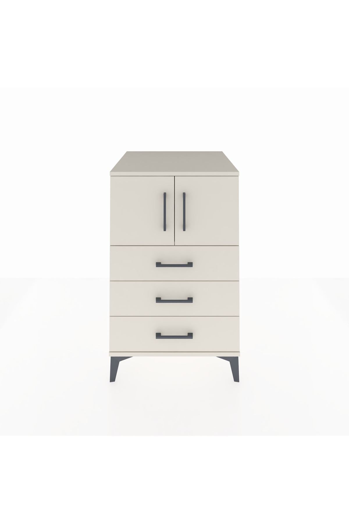 Kronos Komodin Tek Raflı 3 Çekmeceli 2 Kapaklı 60x59x96 - S80M026V1C