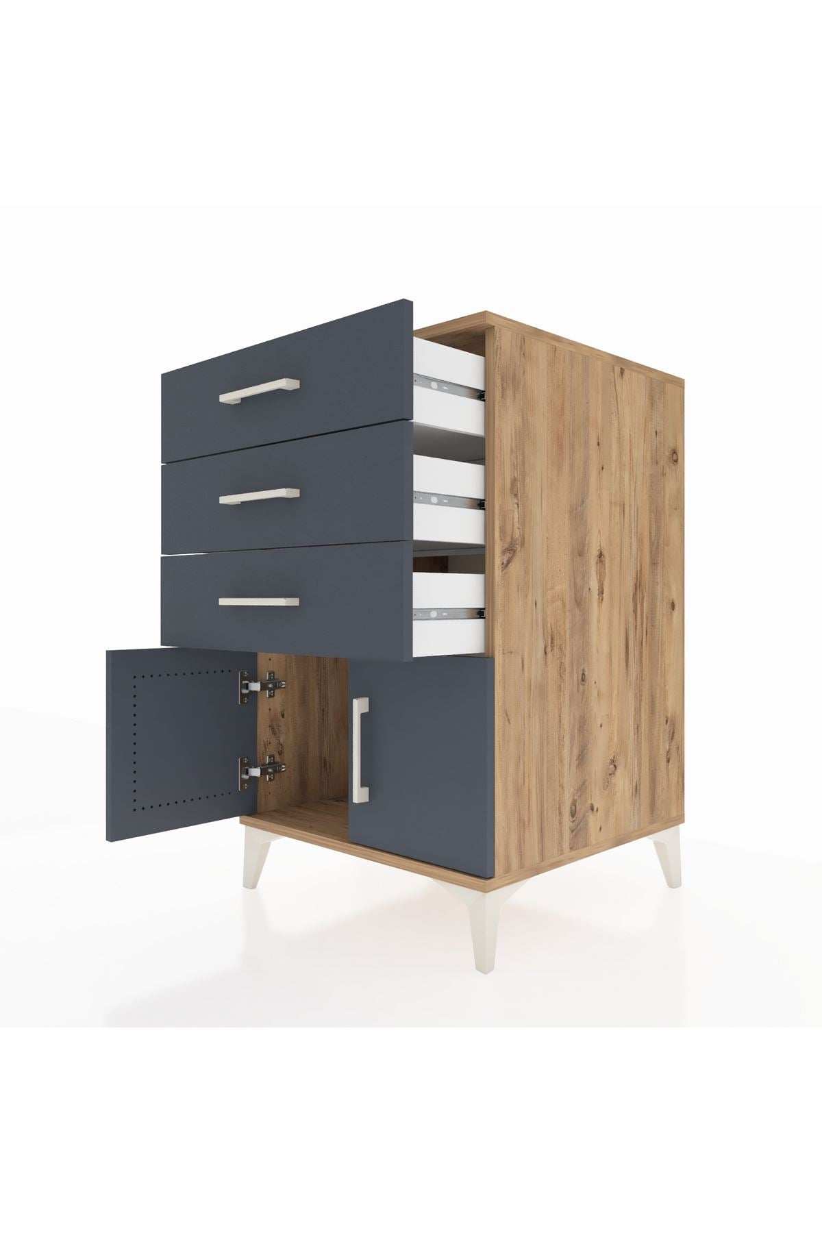 Kronos Komodin 3 Çekmeceli 2 Kapaklı 60x59x96 - S80M024V8C