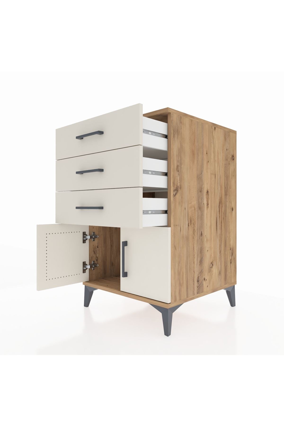 Kronos Komodin 3 Çekmeceli 2 Kapaklı 60x59x96 - S80M024V7C