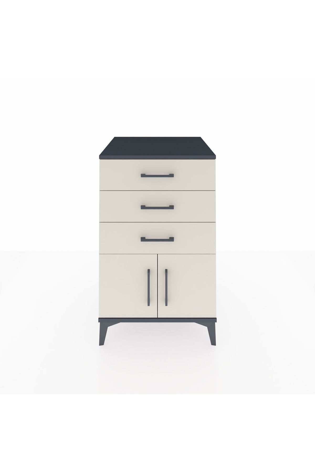 Kronos Komodin 3 Çekmeceli 2 Kapaklı 60x59x96 - S80M024V4C