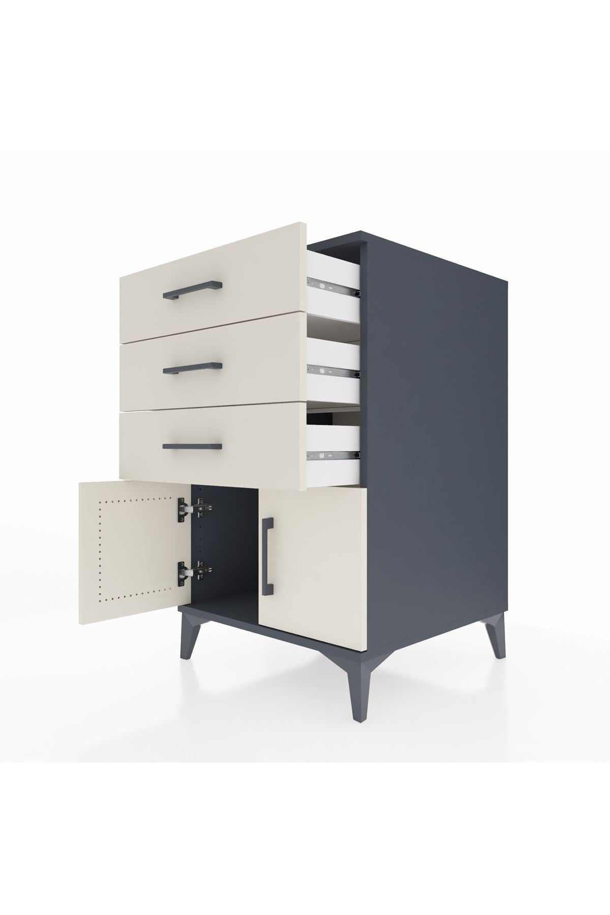 Kronos Komodin 3 Çekmeceli 2 Kapaklı 60x59x96 - S80M024V4C