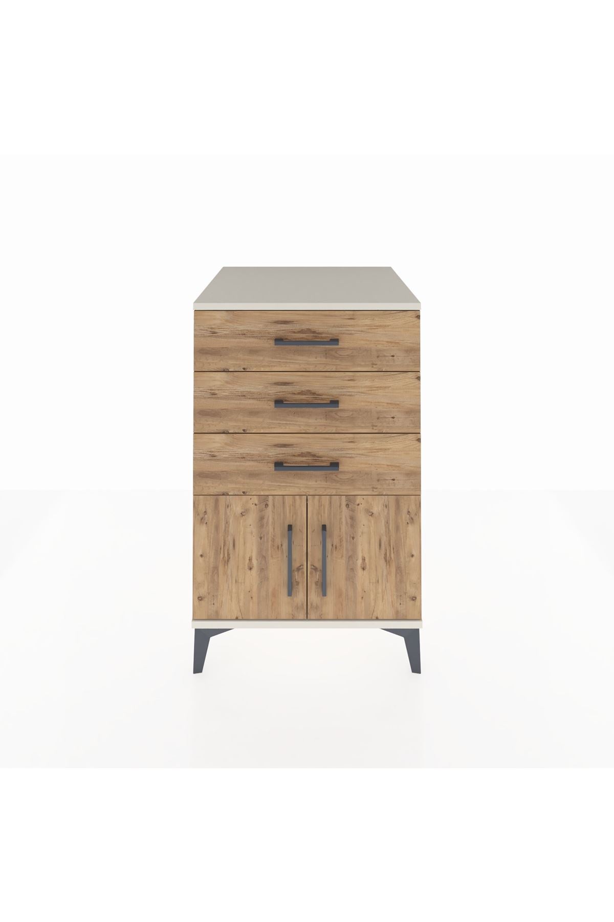 Kronos Komodin 3 Çekmeceli 2 Kapaklı 60x59x96 - S80M024V3C