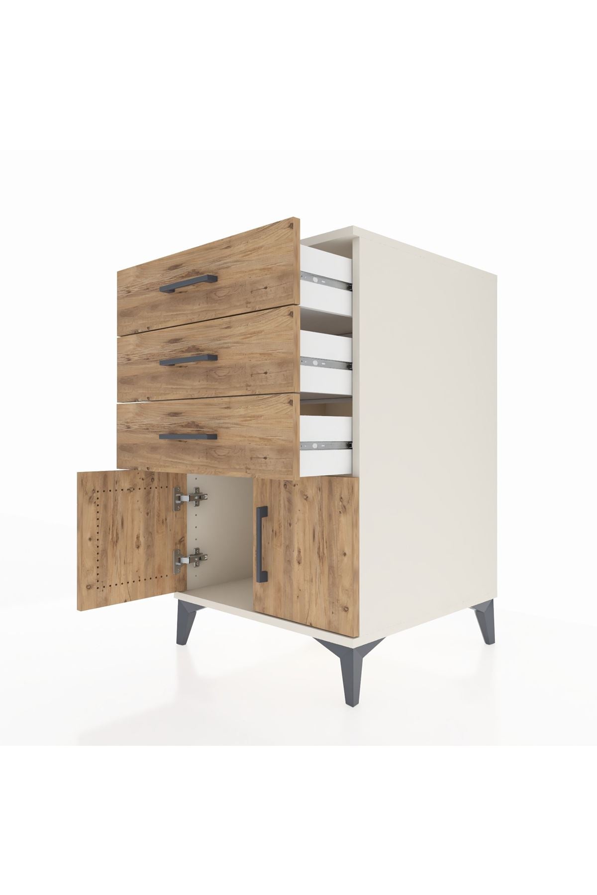 Kronos Komodin 3 Çekmeceli 2 Kapaklı 60x59x96 - S80M024V3C
