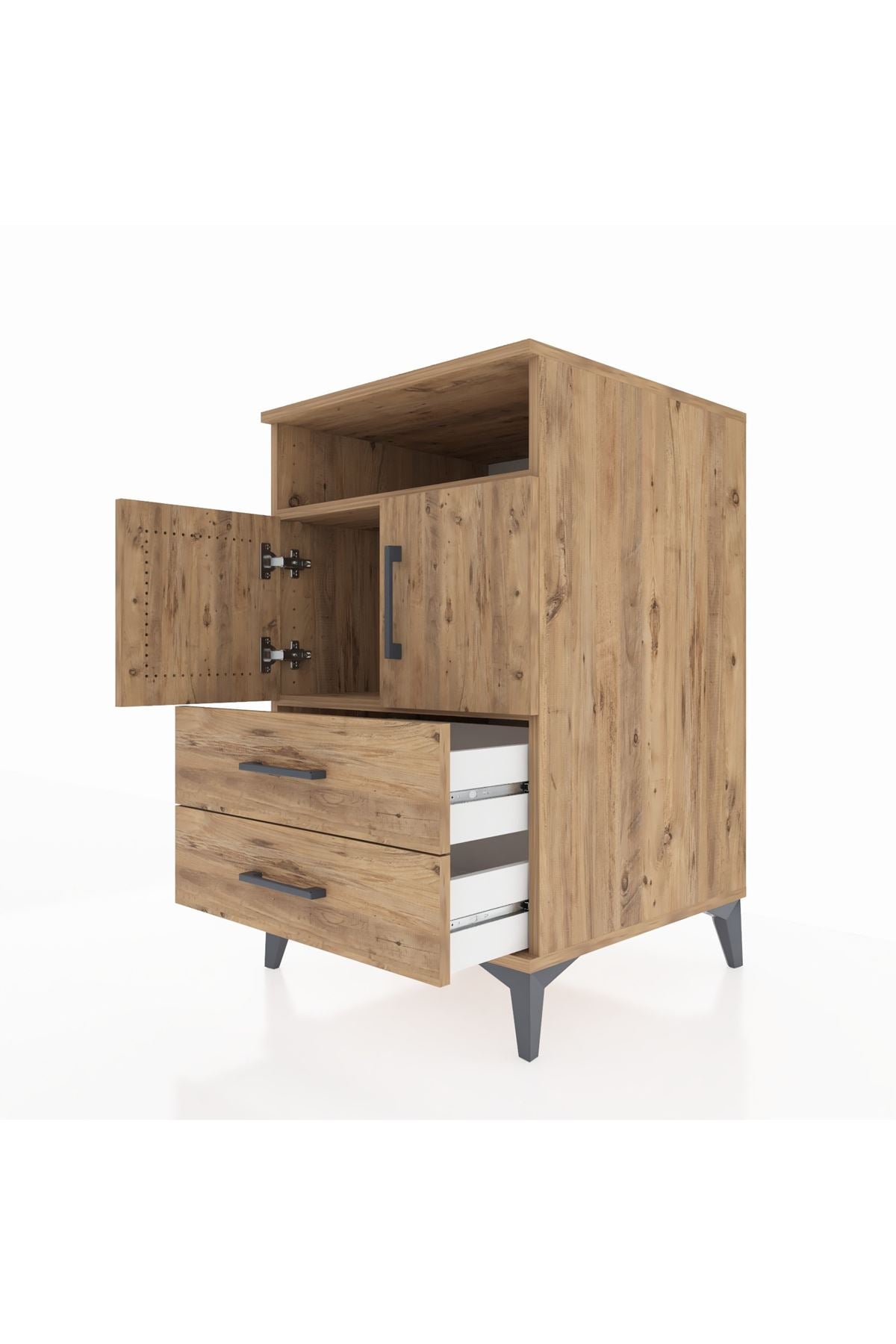 Kronos Komodin 2 Raflı 2 Çekmeceli 2 Kapaklı 60x59x96 - S80M023V9C