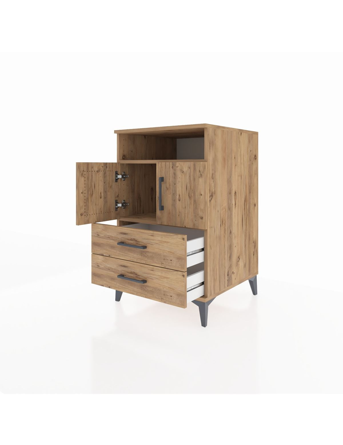 Kronos Komodin 2 Raflı 2 Çekmeceli 2 Kapaklı 60x59x96 - S80M023V9C