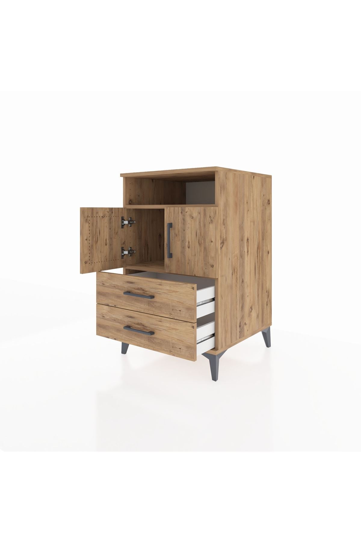Kronos Komodin 2 Raflı 2 Çekmeceli 2 Kapaklı 60x59x96 - S80M023V9C