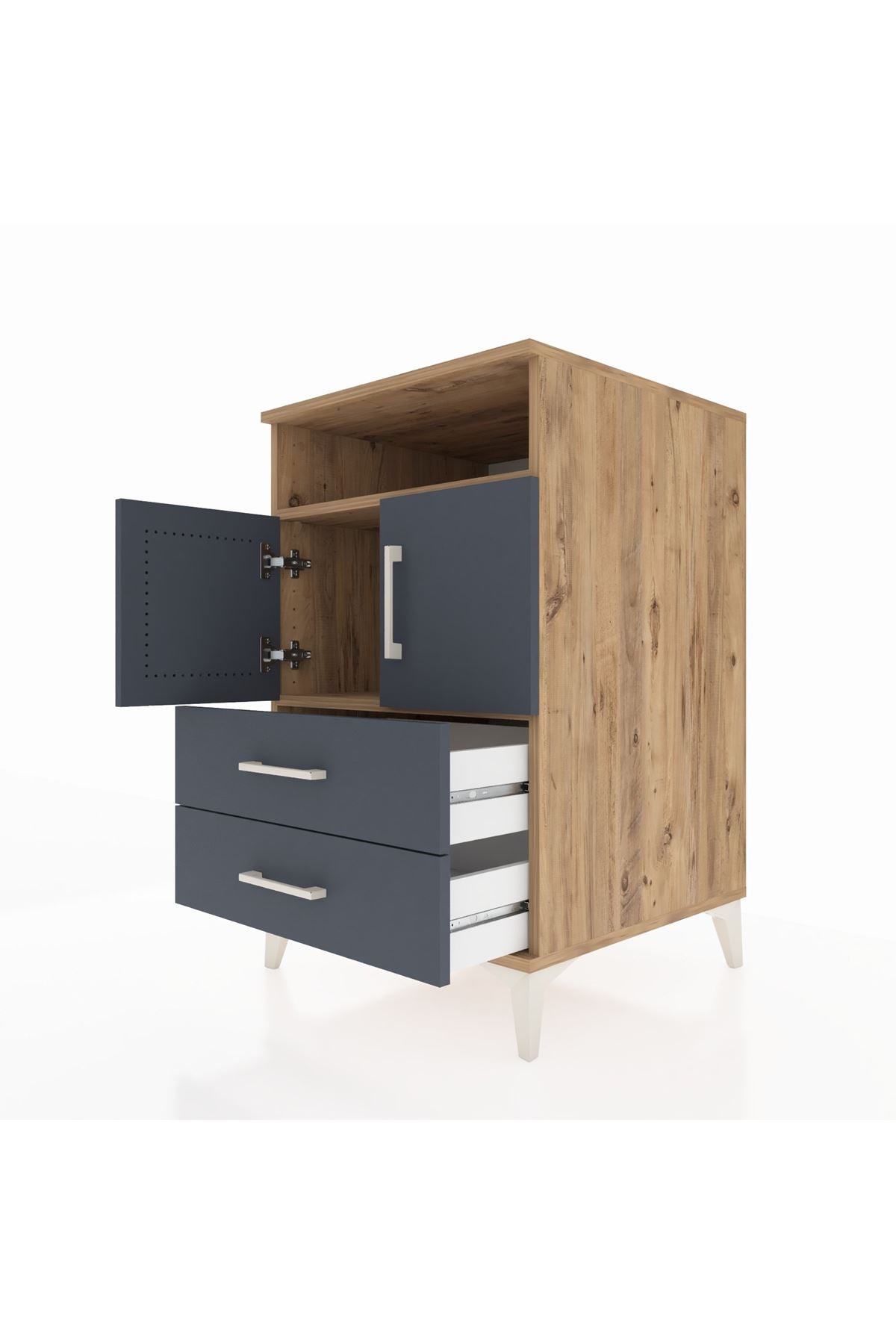 Kronos Komodin 2 Raflı 2 Çekmeceli 2 Kapaklı 60x59x96 - S80M023V8C