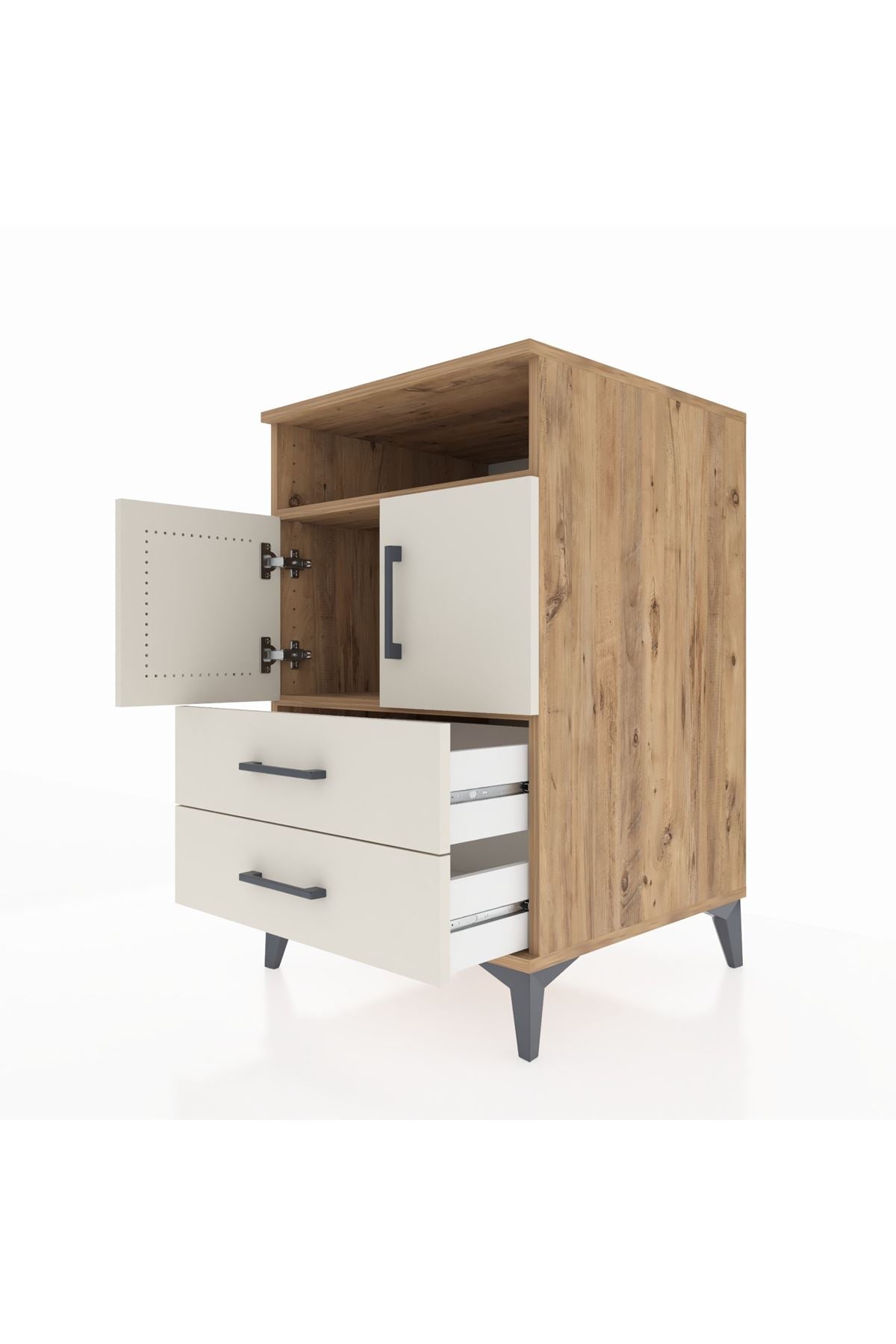 Kronos Komodin 2 Raflı 2 Çekmeceli 2 Kapaklı 60x59x96 - S80M023V7C