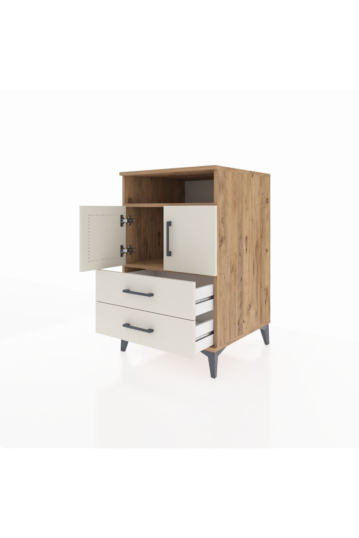 Kronos Komodin 2 Raflı 2 Çekmeceli 2 Kapaklı 60x59x96 - S80M023V7C