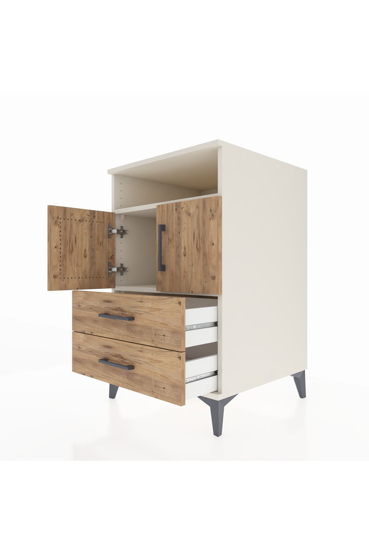 Kronos Komodin 2 Raflı 2 Çekmeceli 2 Kapaklı 60x59x96 - S80M023V3C