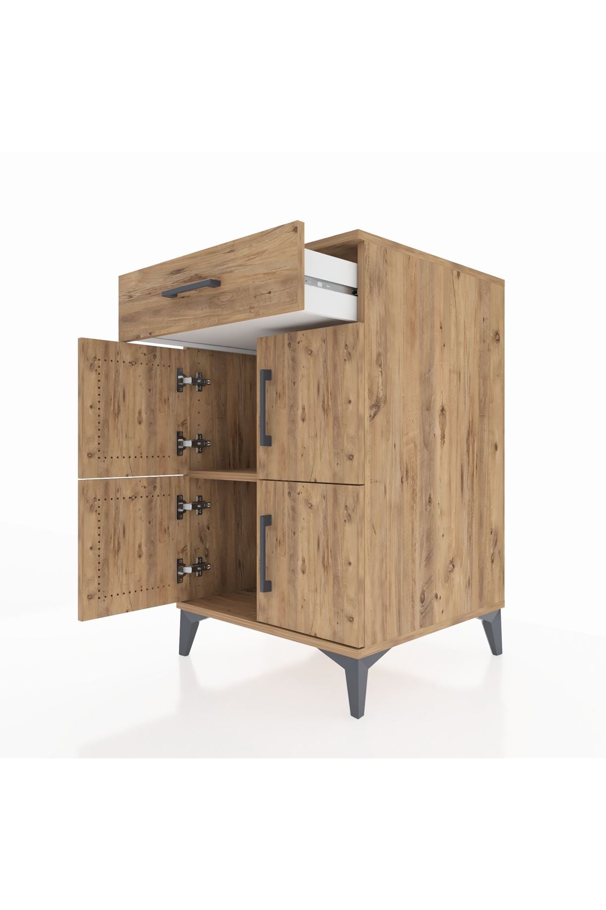 Kronos Komodin Tek Raflı Tek Çekmeceli 4 Kapaklı 60x59x96 - S80M021V9C
