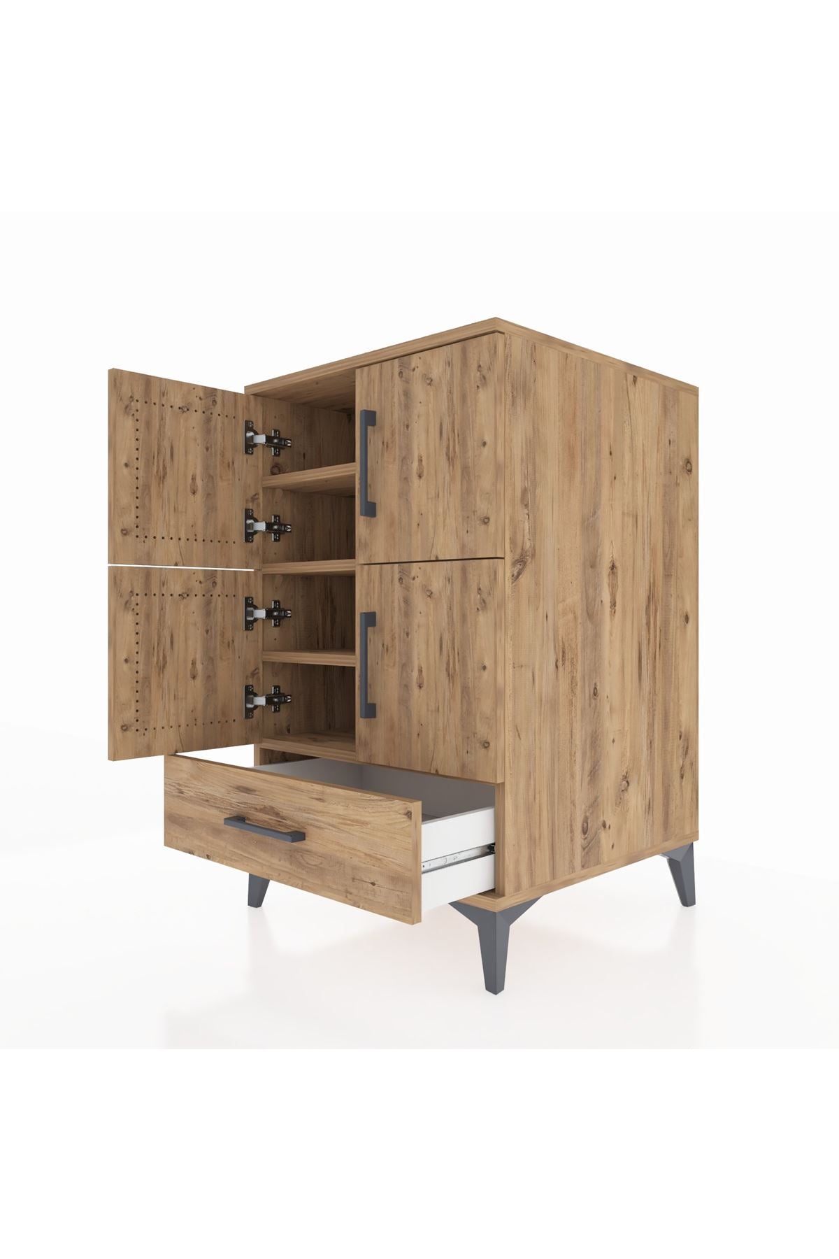 Kronos Komodin 4 Raflı Tek Çekmeceli 4 Kapaklı 60x59x96 - S80M020V9C