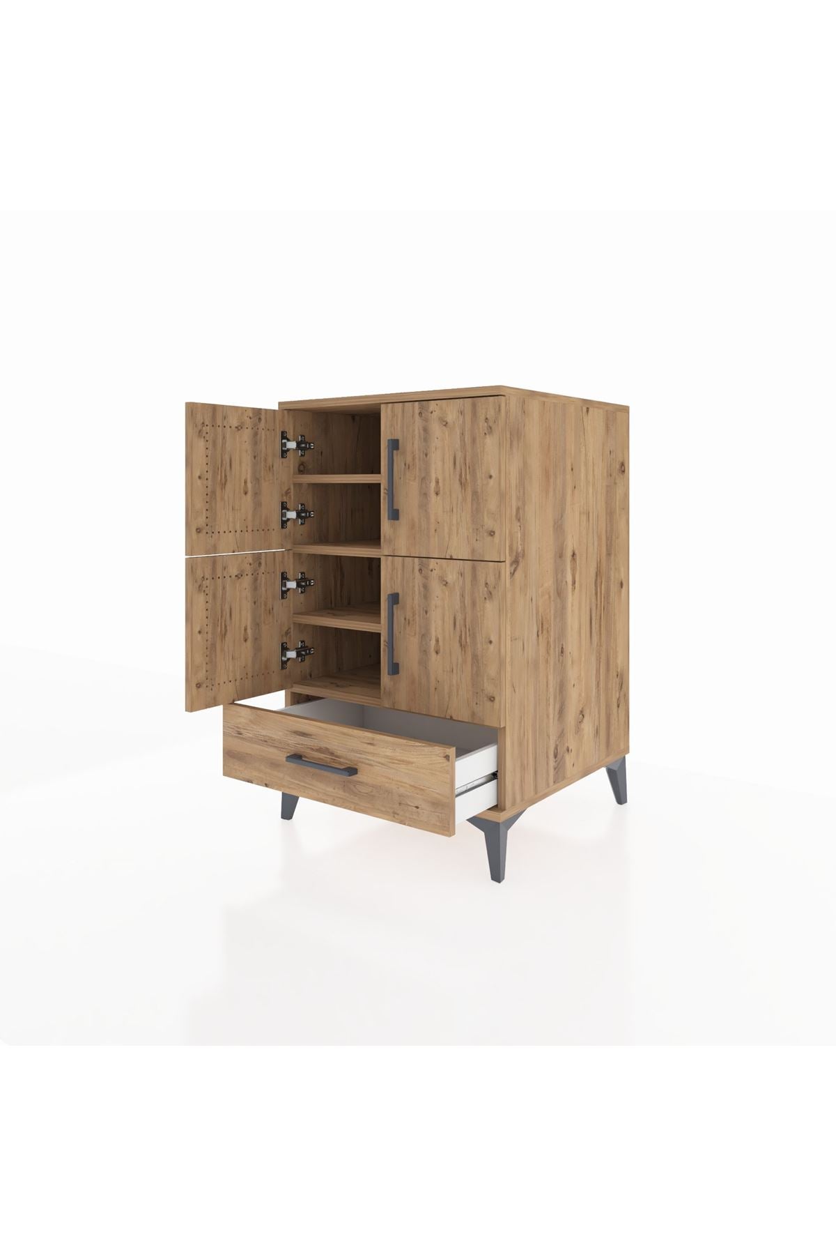 Kronos Komodin 4 Raflı Tek Çekmeceli 4 Kapaklı 60x59x96 - S80M020V9C