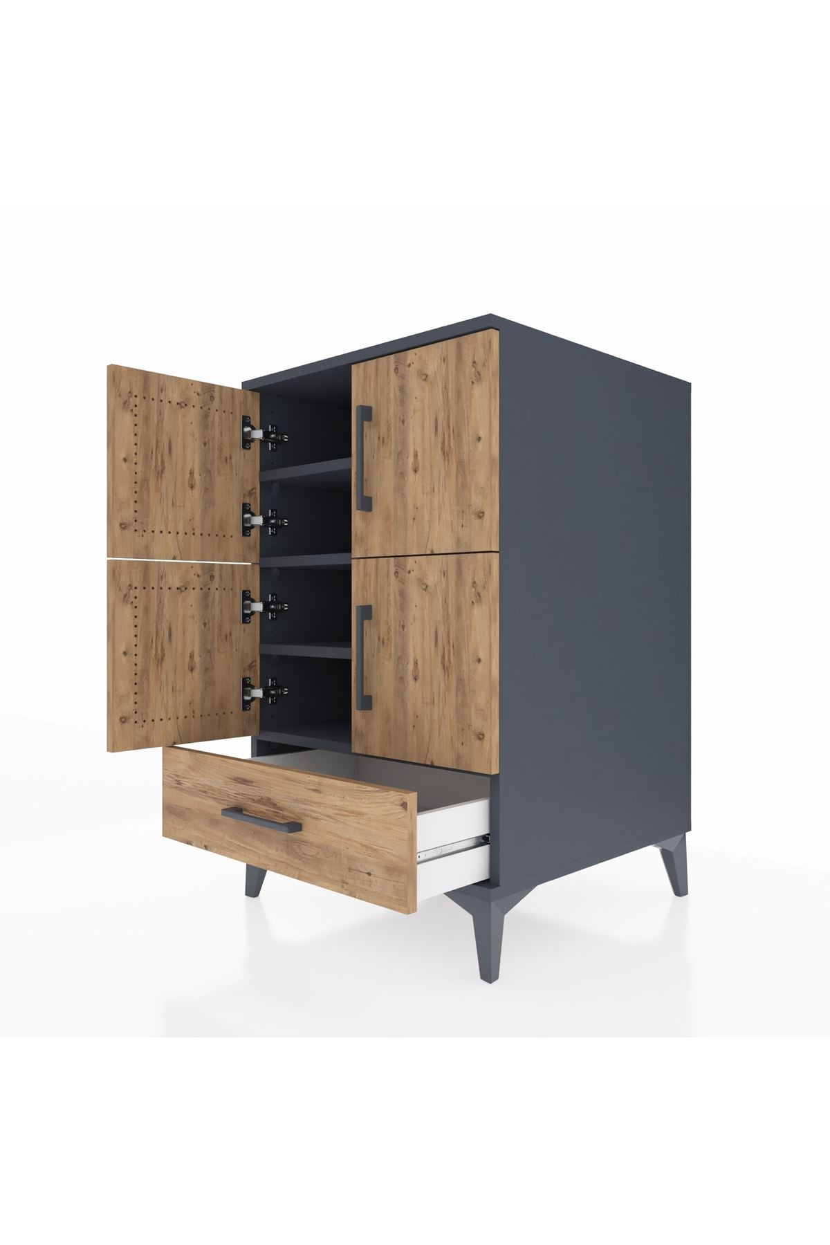 Kronos Komodin 4 Raflı Tek Çekmeceli 4 Kapaklı 60x59x96 - S80M020V6C