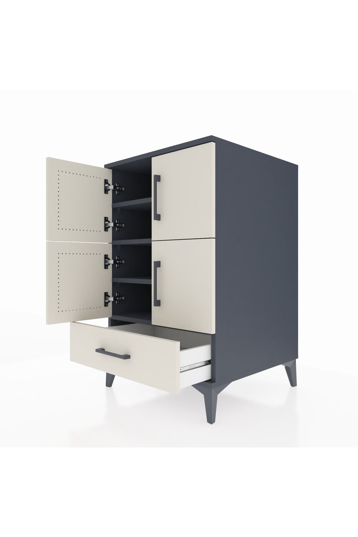 Kronos Komodin 4 Raflı Tek Çekmeceli 4 Kapaklı 60x59x96 - S80M020V4C