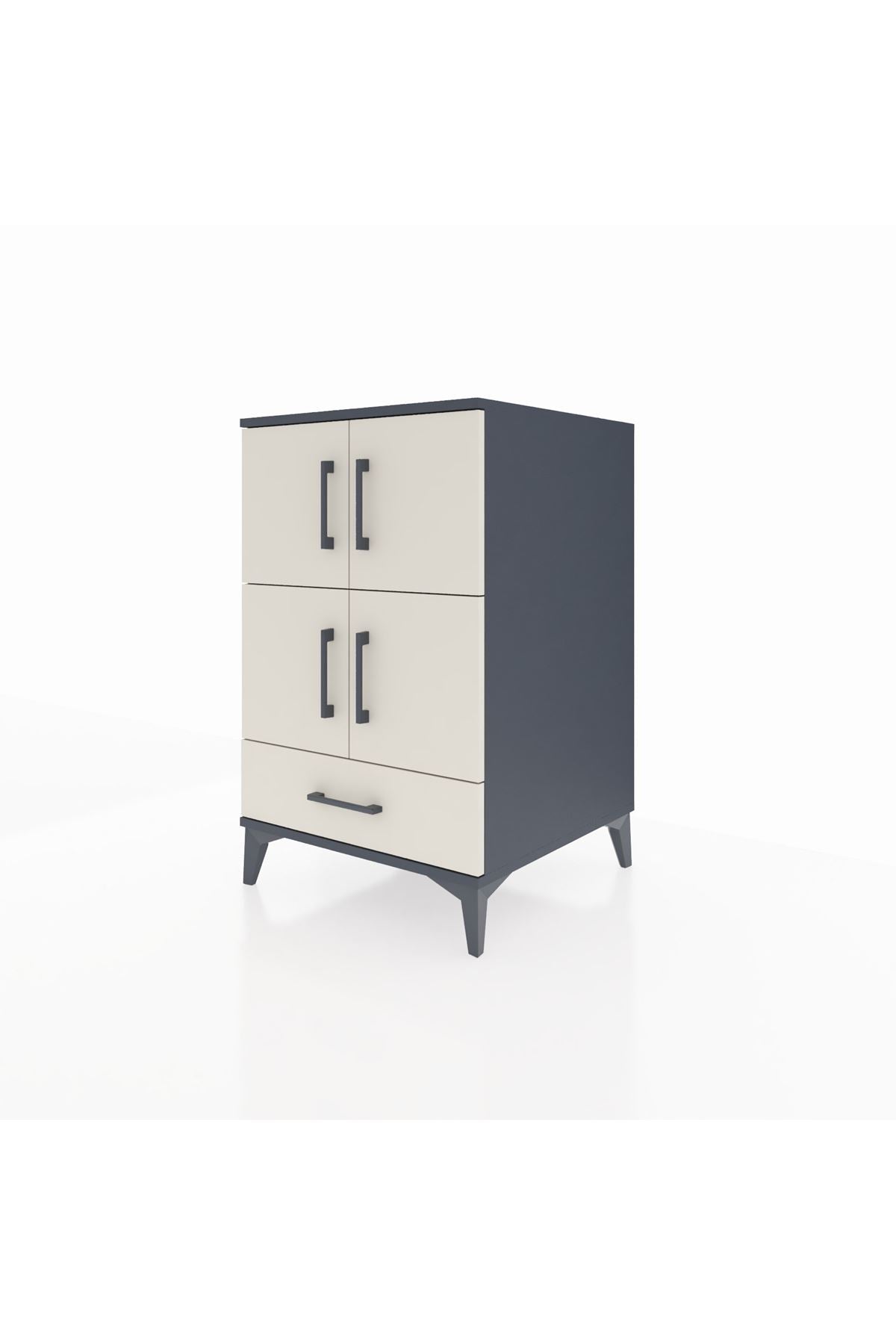 Kronos Komodin 4 Raflı Tek Çekmeceli 4 Kapaklı 60x59x96 - S80M020V4C