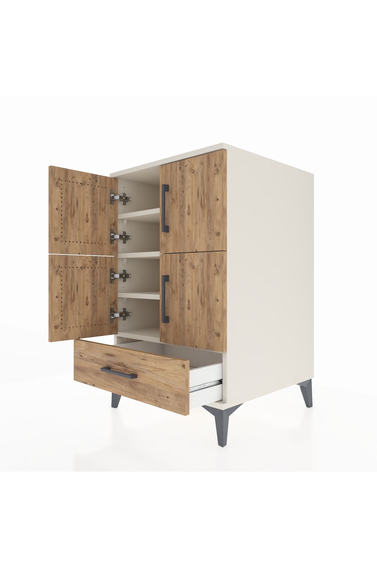Kronos Komodin 4 Raflı Tek Çekmeceli 4 Kapaklı 60x59x96 - S80M020V3C