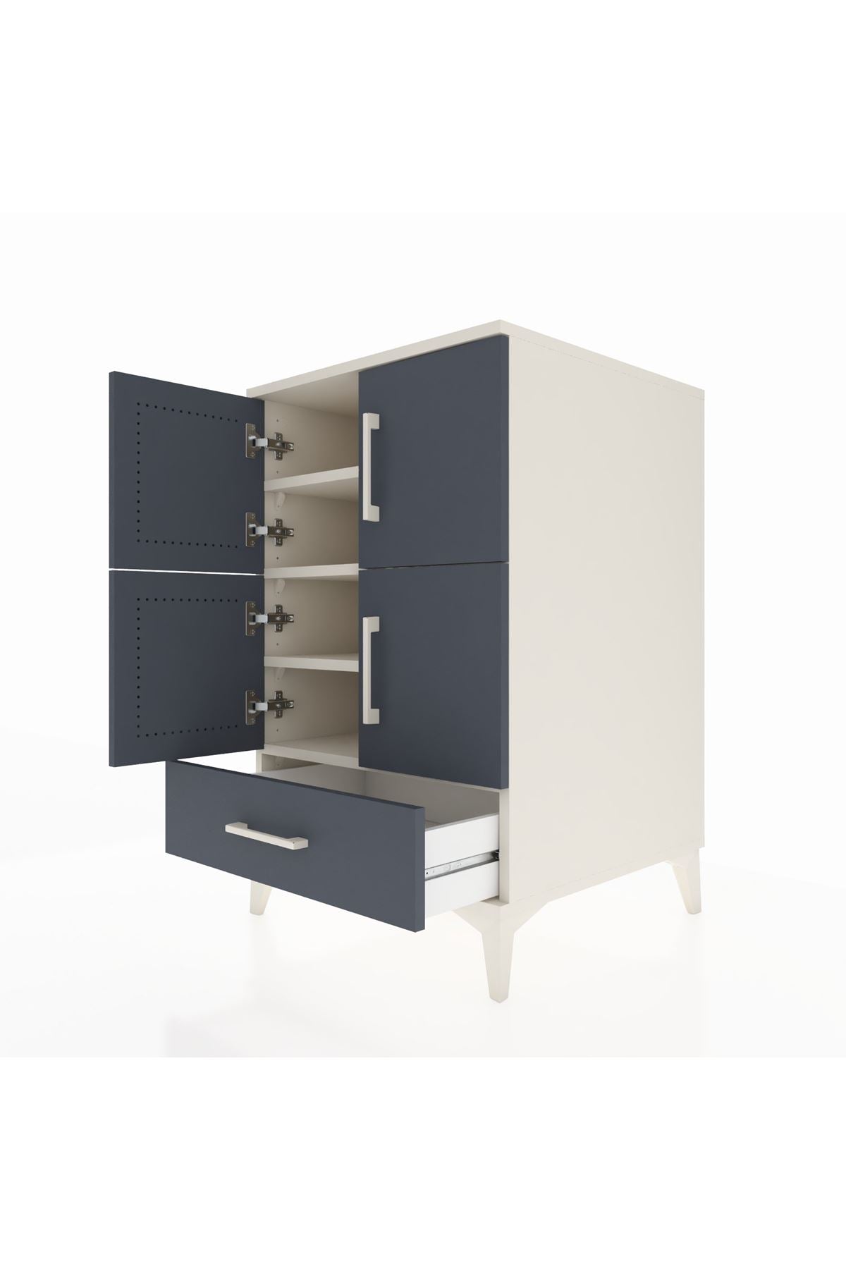 Kronos Komodin 4 Raflı Tek Çekmeceli 4 Kapaklı 60x59x96 - S80M020V2C