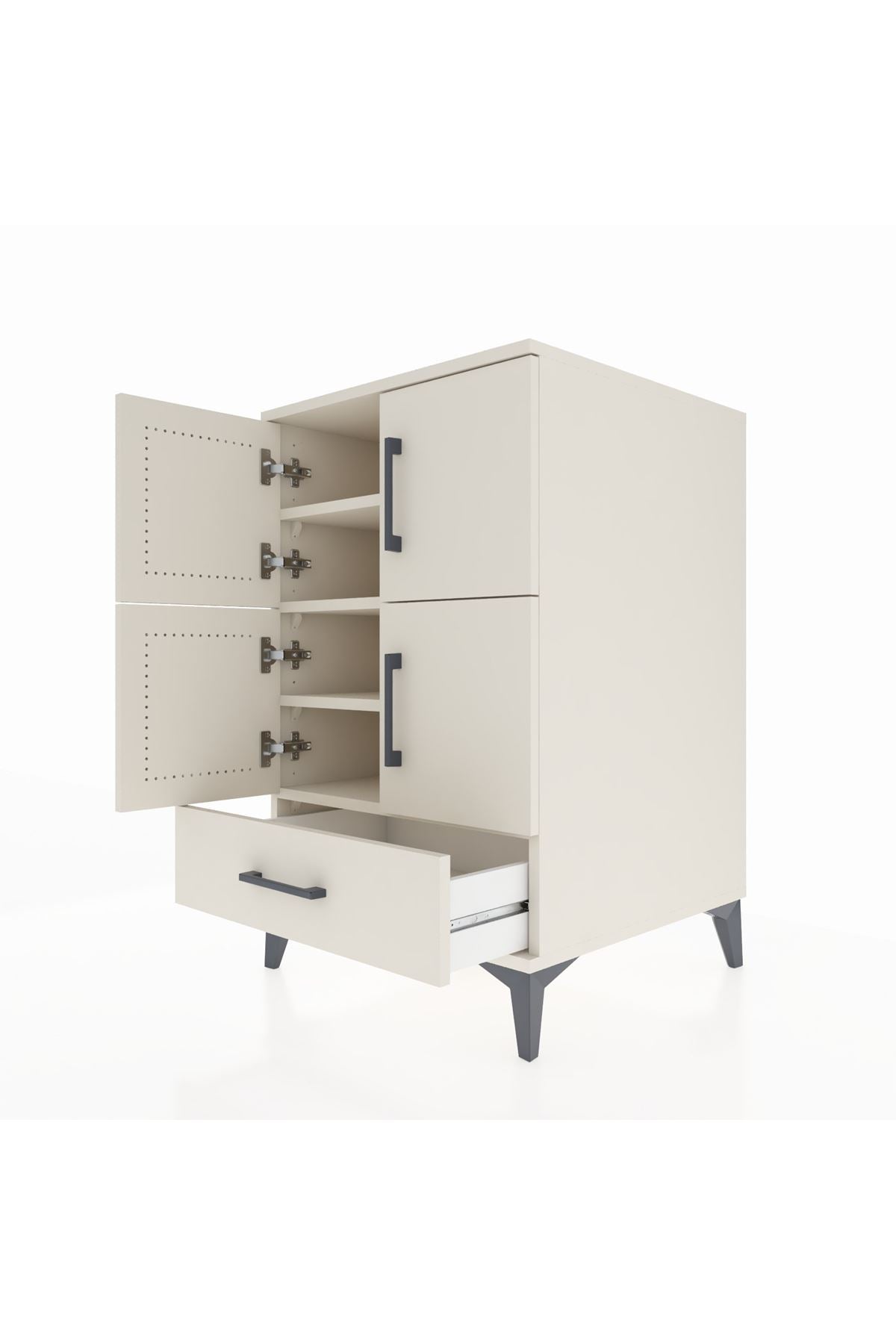 Kronos Komodin 4 Raflı Tek Çekmeceli 4 Kapaklı 60x59x96 - S80M020V1C
