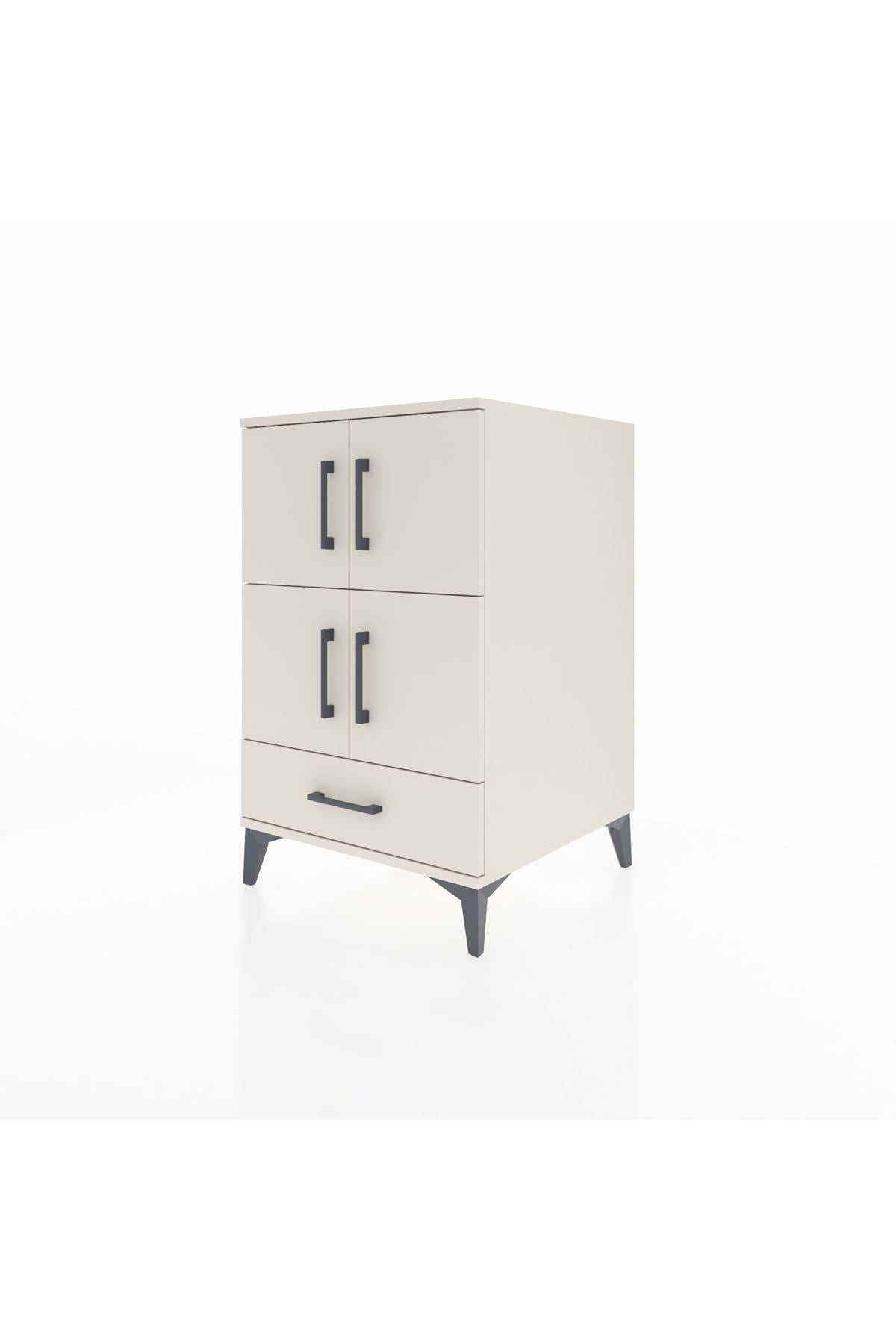 Kronos Komodin 4 Raflı Tek Çekmeceli 4 Kapaklı 60x59x96 - S80M020V1C
