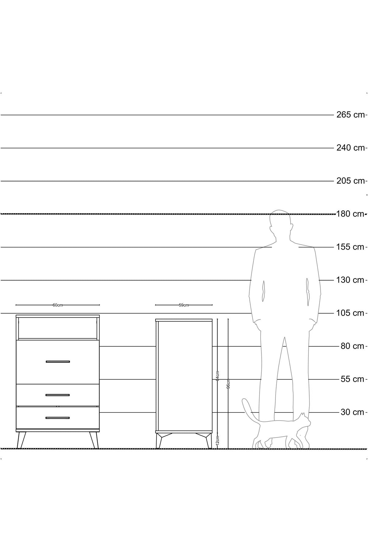 Kronos Komodin Tek Raflı 3 Çekmeceli 60x59x96 - S80M019V2C