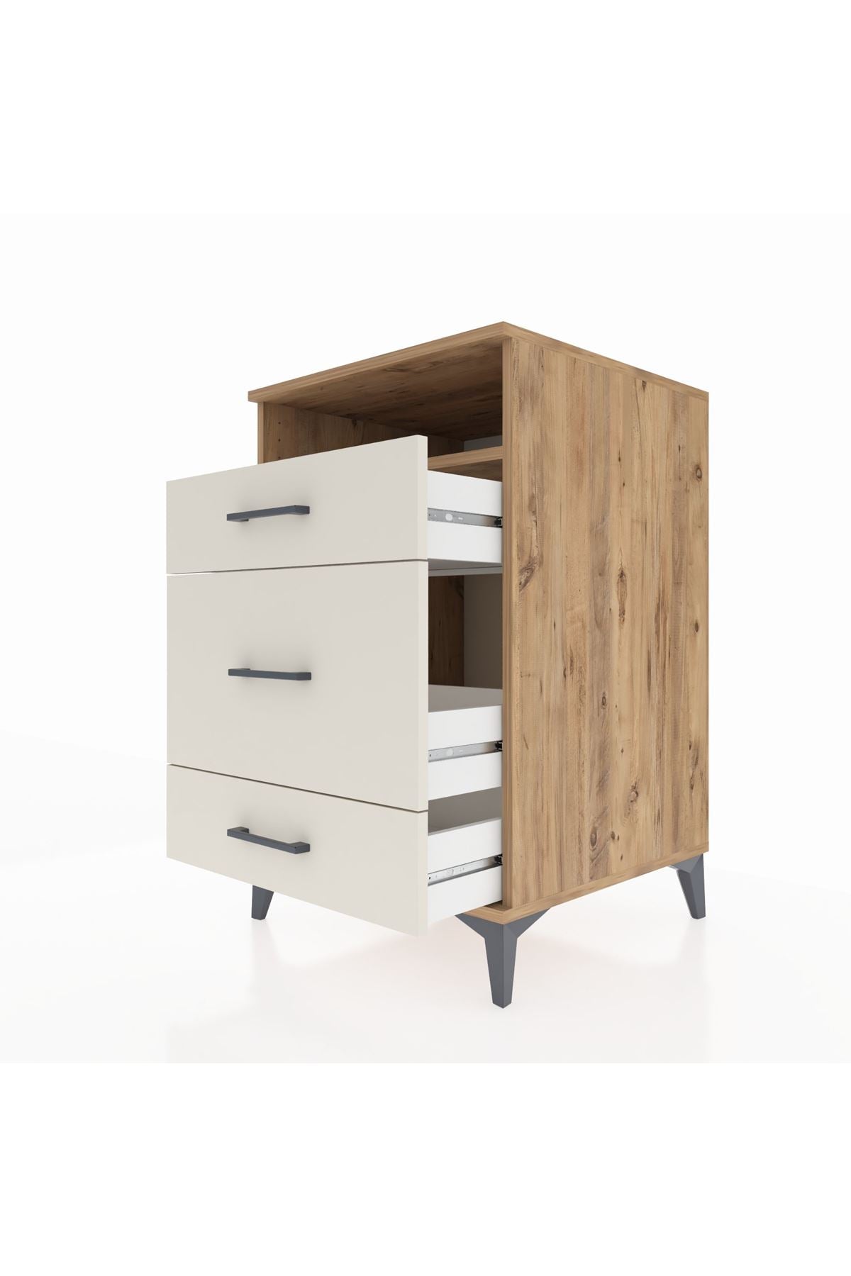 Kronos Komodin Tek Raflı 3 Çekmeceli 60x59x96 - S80M018V7C