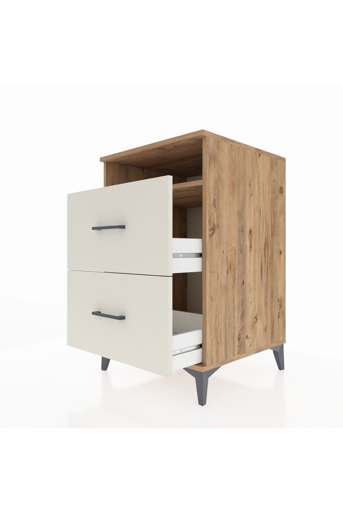 Kronos Komodin Tek Raflı 2 Çekmeceli 60x59x96 - S80M014V7C